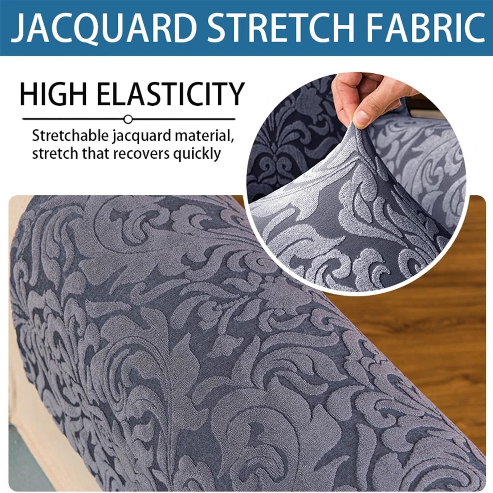 Sofa ArmlehnenbezüGe 2 stücke Jacquard Arm Stretch Sofa Abdeckung Spandex Sofa Handtuch Sessel Abdeckungen Sofa Arm Abdeckungen Universal Nicht-Slip FüR Couch, Stuhl, Armschutz(Light Gray)