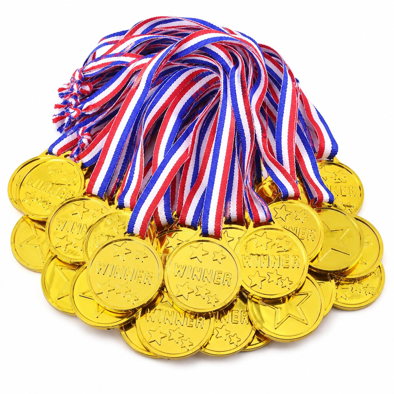 30 Médailles Enfant Dorées avec Rubans, Trophées, Médaille Personnalisable pour Récompenses Sportives, Événements Scolaires Et Jeux Enfants, Porte Médaille Plastique De Qualité