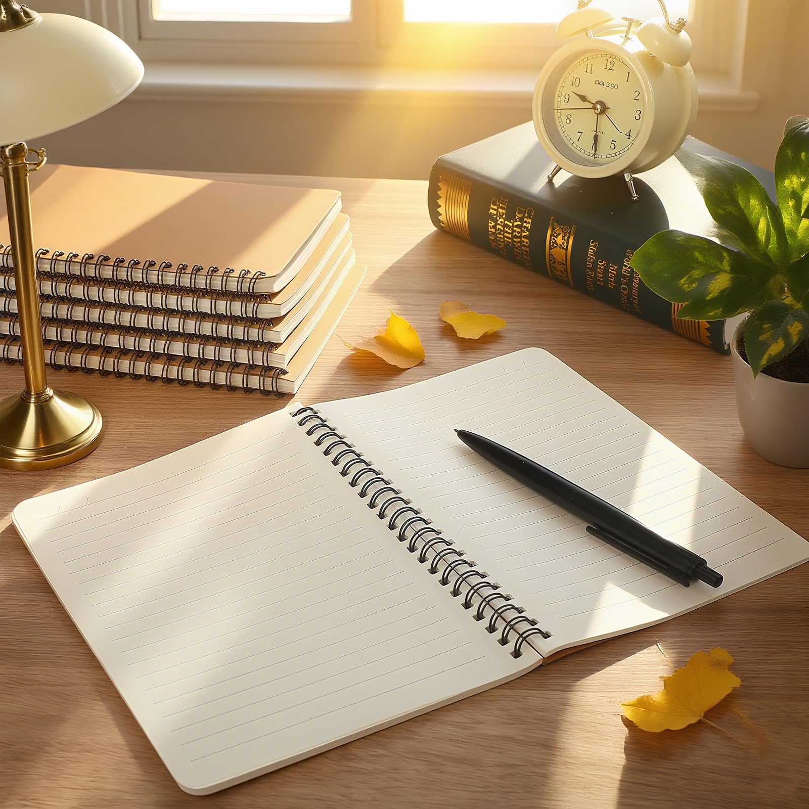 100 Pack A5 Spiral Notebooks Journal with Kraft Cover, 8.3"×5.5",50 Sheets/100 Pages, Ruled Lined Paper, for Work, Sketches, Study, Notes Taking, Gifts, Brown (100 PACK)