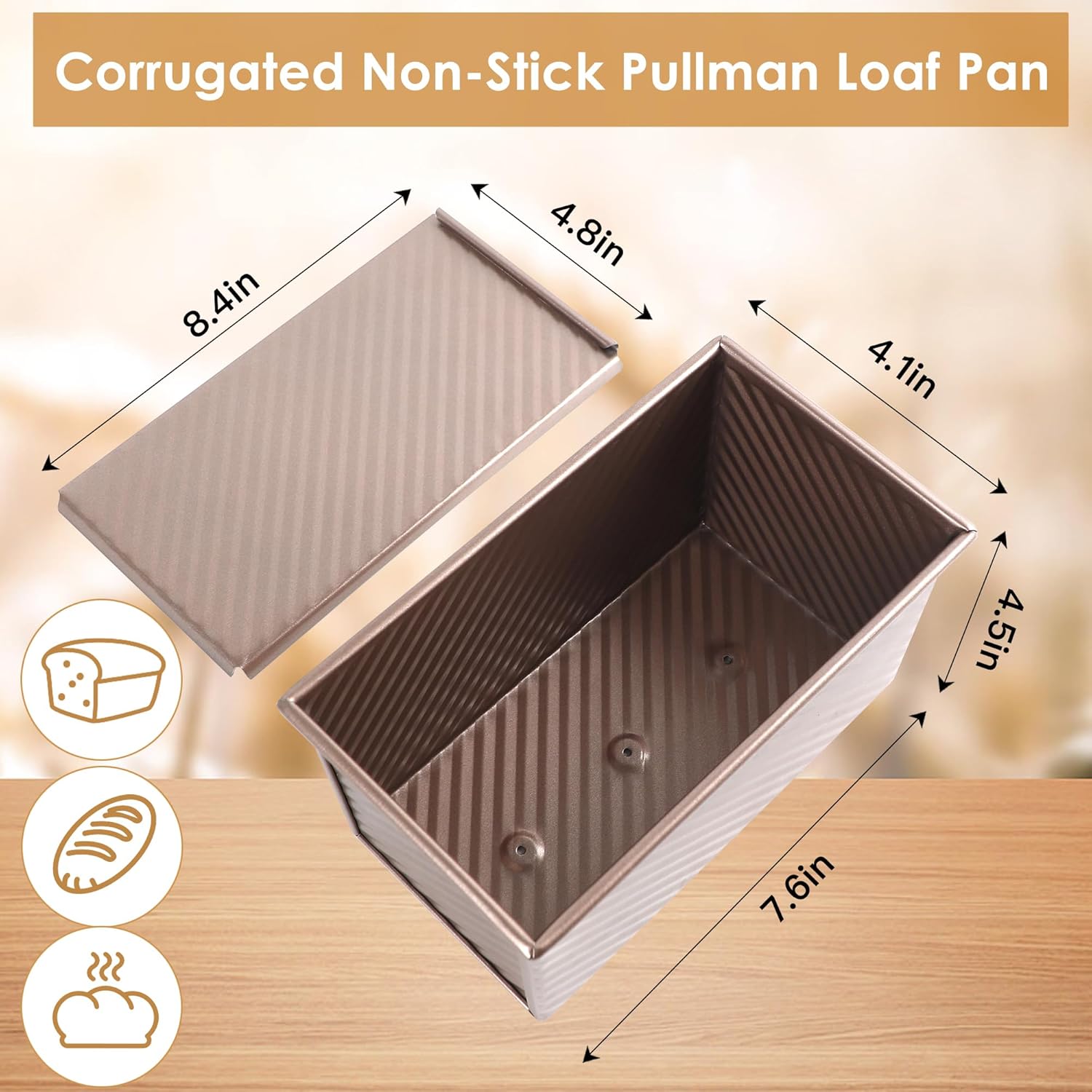 2-Pack 12-Cup Muffin Pan with lid & 2pack Pullman Bread Pans with Lid
