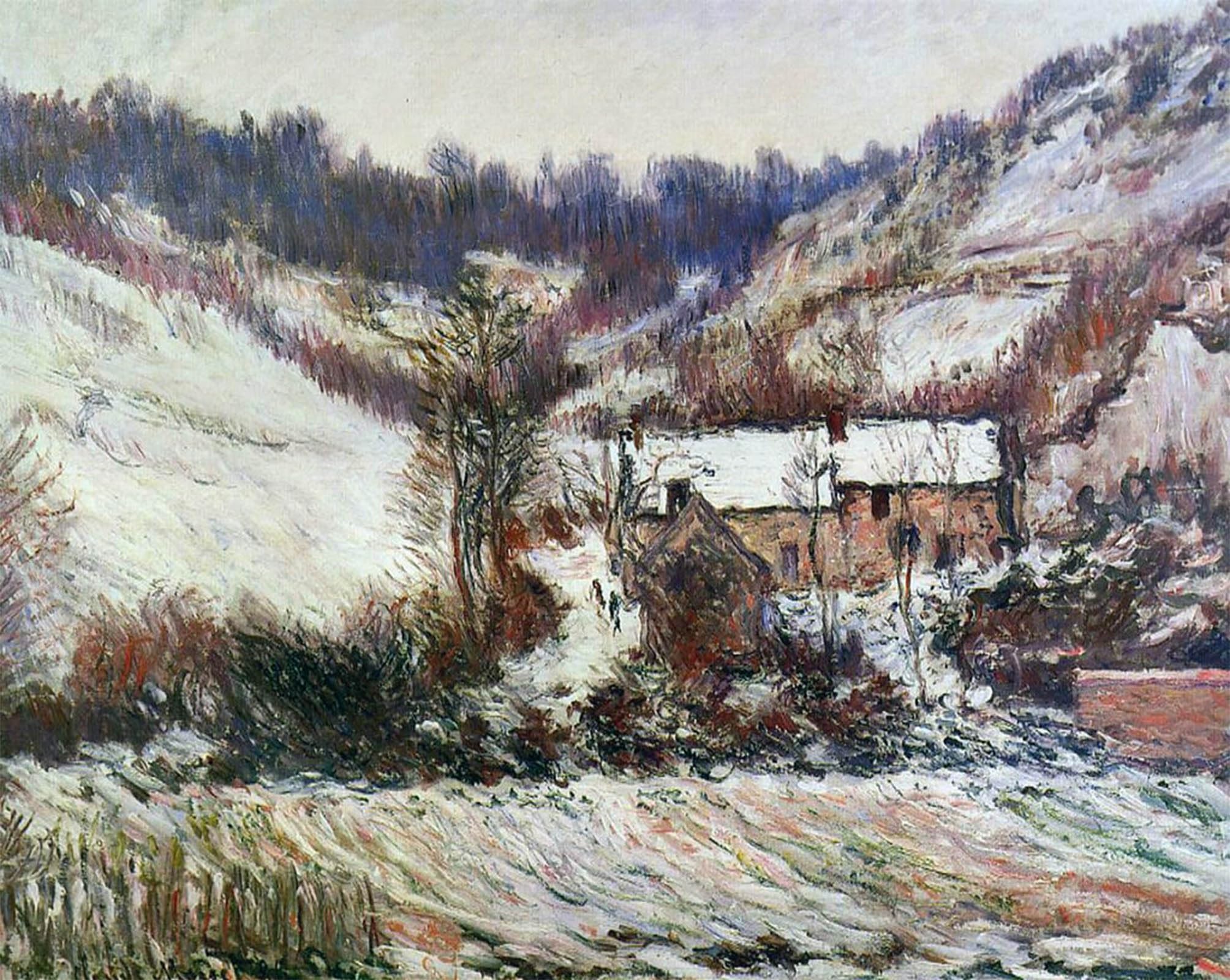 ARTXLXXBN Famous Painting Art Wall Decor Abstract Art Picture Snow Near Falaise Normandy by Claude Monet Animal Pictures for Home Decor 60x90cm