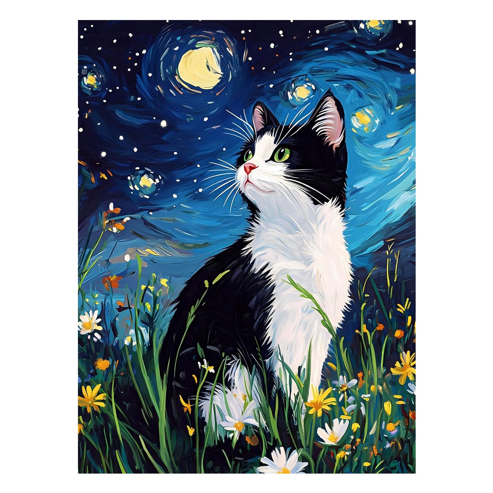 Mafenr Art Cat Paint by Numbers for Adults, Cat Paint by Numbers, Painting by Number Canvas for Gifts and Decorate 12x16 Inch/30x40 CM