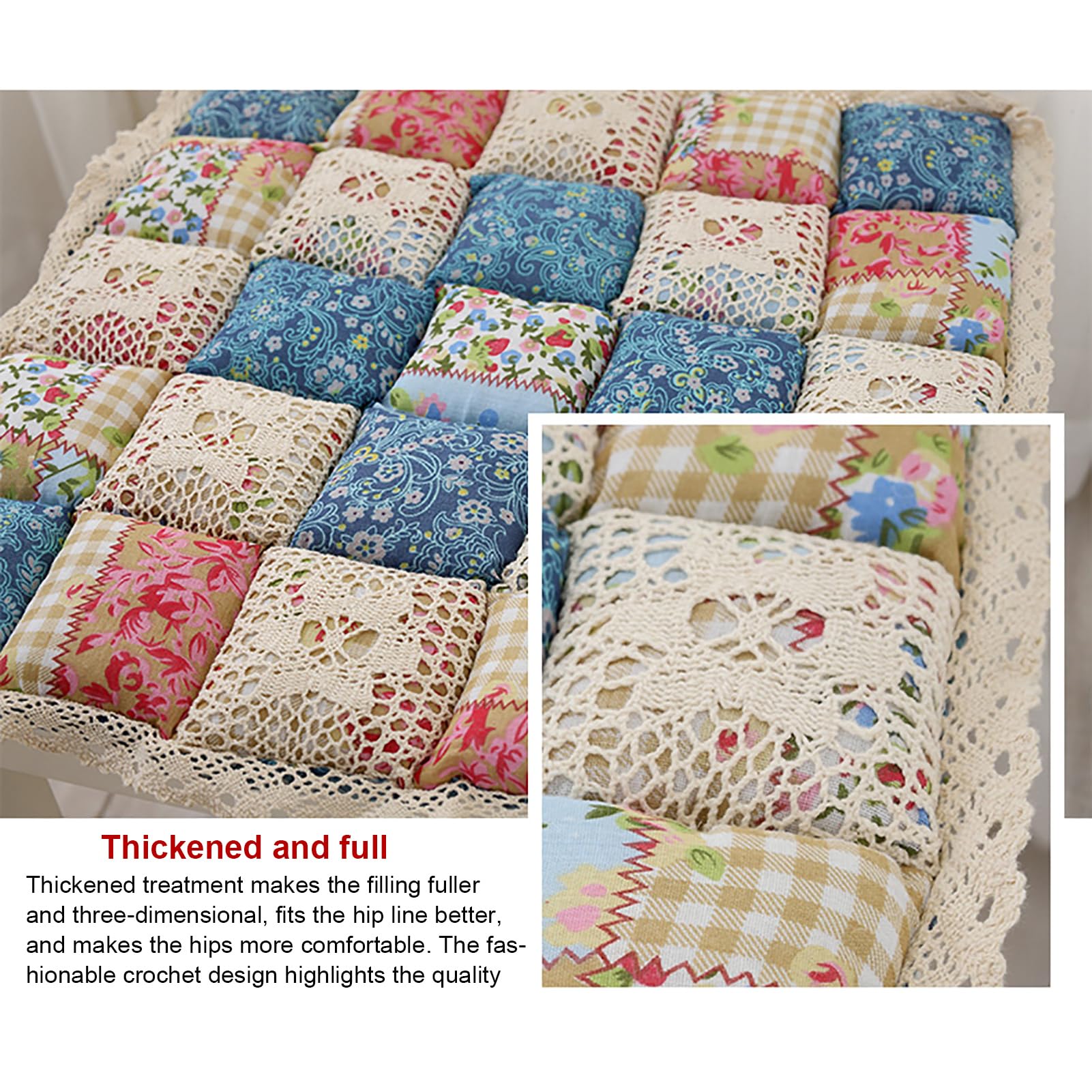 Vctops Cuscino Per Sedia Patchwork 40x40 Cm, Con Lacci E Fondo Antiscivolo, Stampa Floreale Caffè
