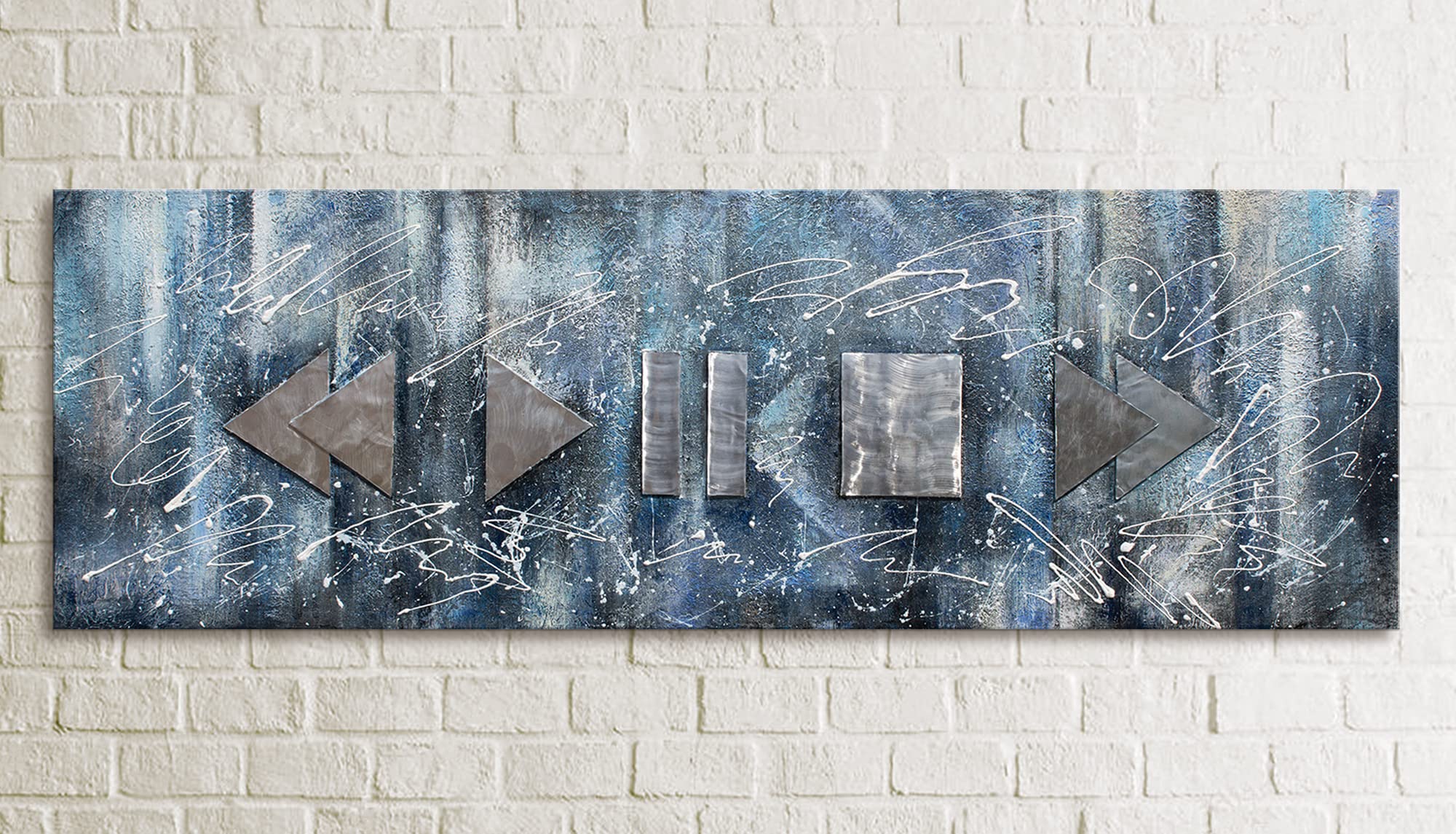 YS-Art Loft | cuadro pintado a mano Lebensrhythmus | cuadro moderno acrilico | 150x50 cm | lienzo pintado a mano | cuadros dormitories | único | LT009