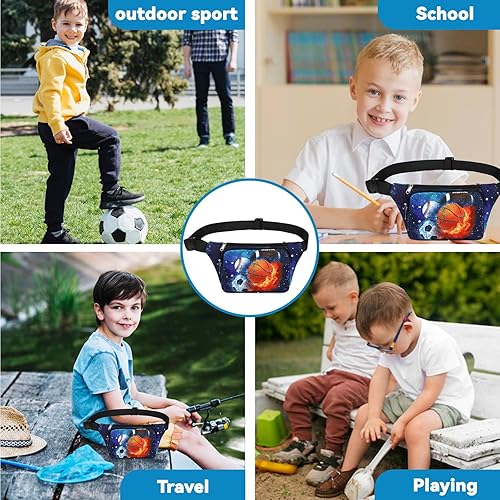 Miniatura 7 de LEDAOU Riñonera para niños, bolsa cruzada para niños, riñonera, ligera, para el pecho, Baloncesto Rugby Estrellas de fútbol, Talla única