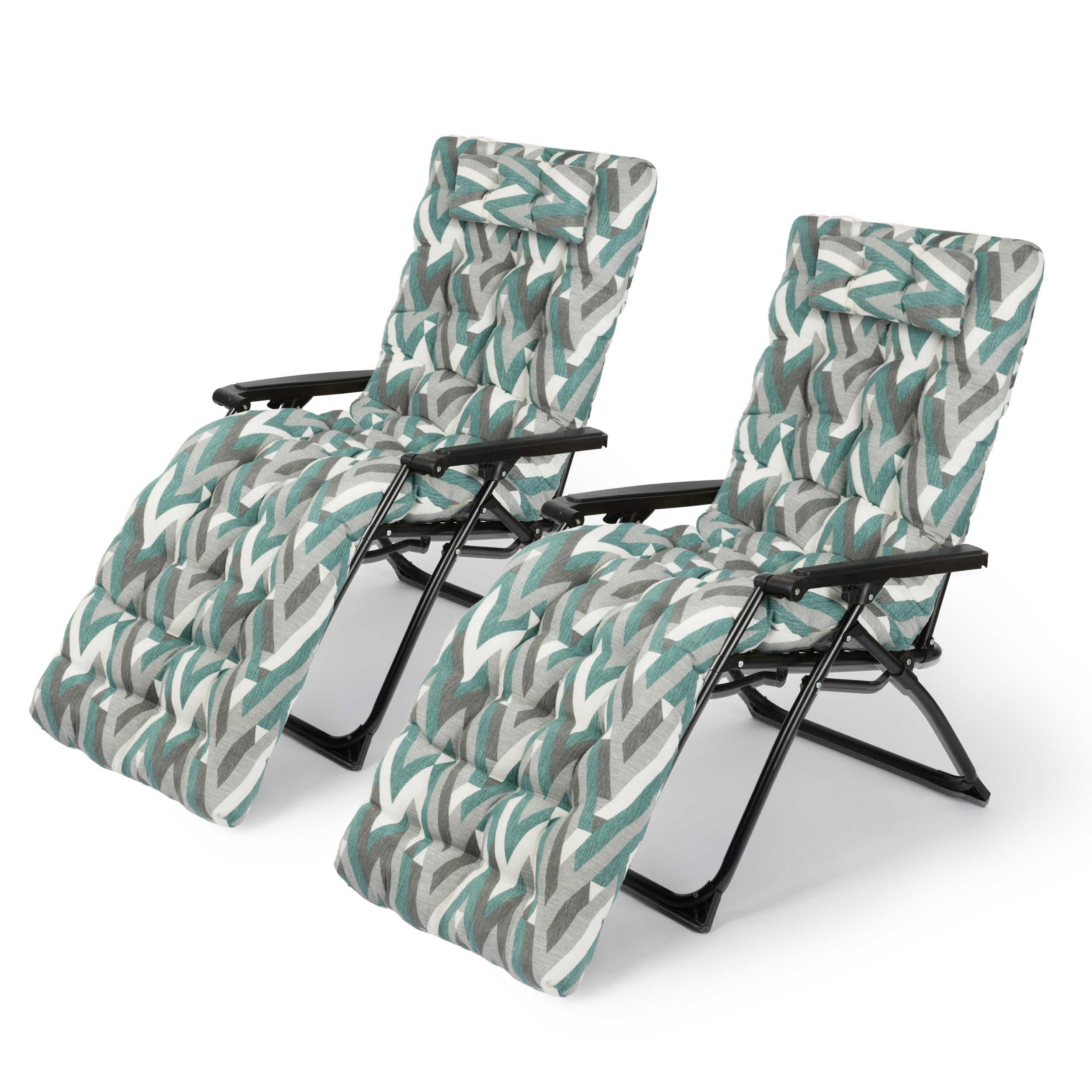 Pack 2 Cojines para Tumbona Acolchada de Exterior 180x55cm con Almohada Reposacabeza - Colchóneta para Tumbonas de Jardín, Terraza, Balcón y Playa