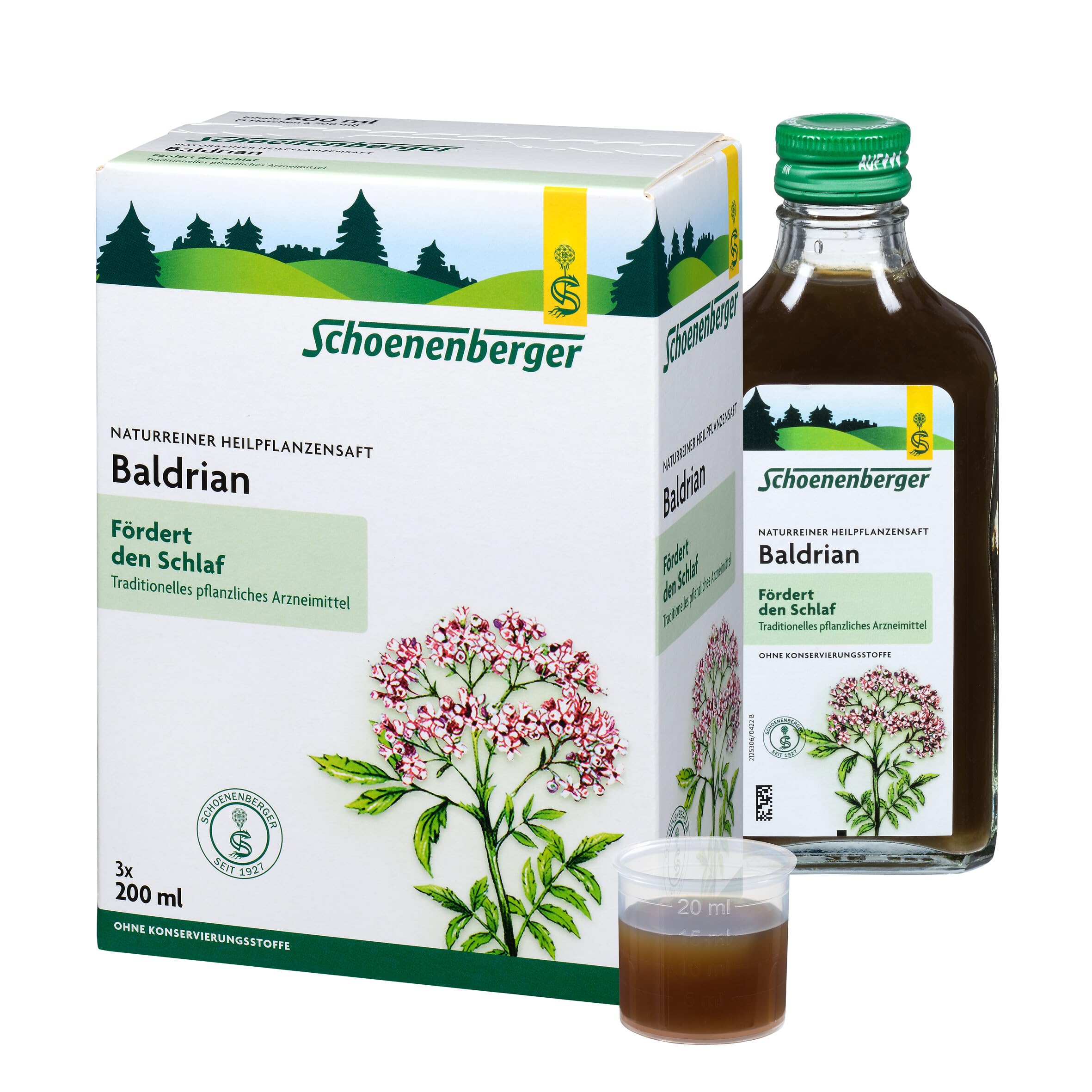 Schoenenberger - Baldrian naturreiner Heilpflanzensaft - 3x 200 ml (600 ml) Glasflaschen - zur Besserung des Befindens bei nervlicher Belastung - freiverkäufliches Arzneimittel