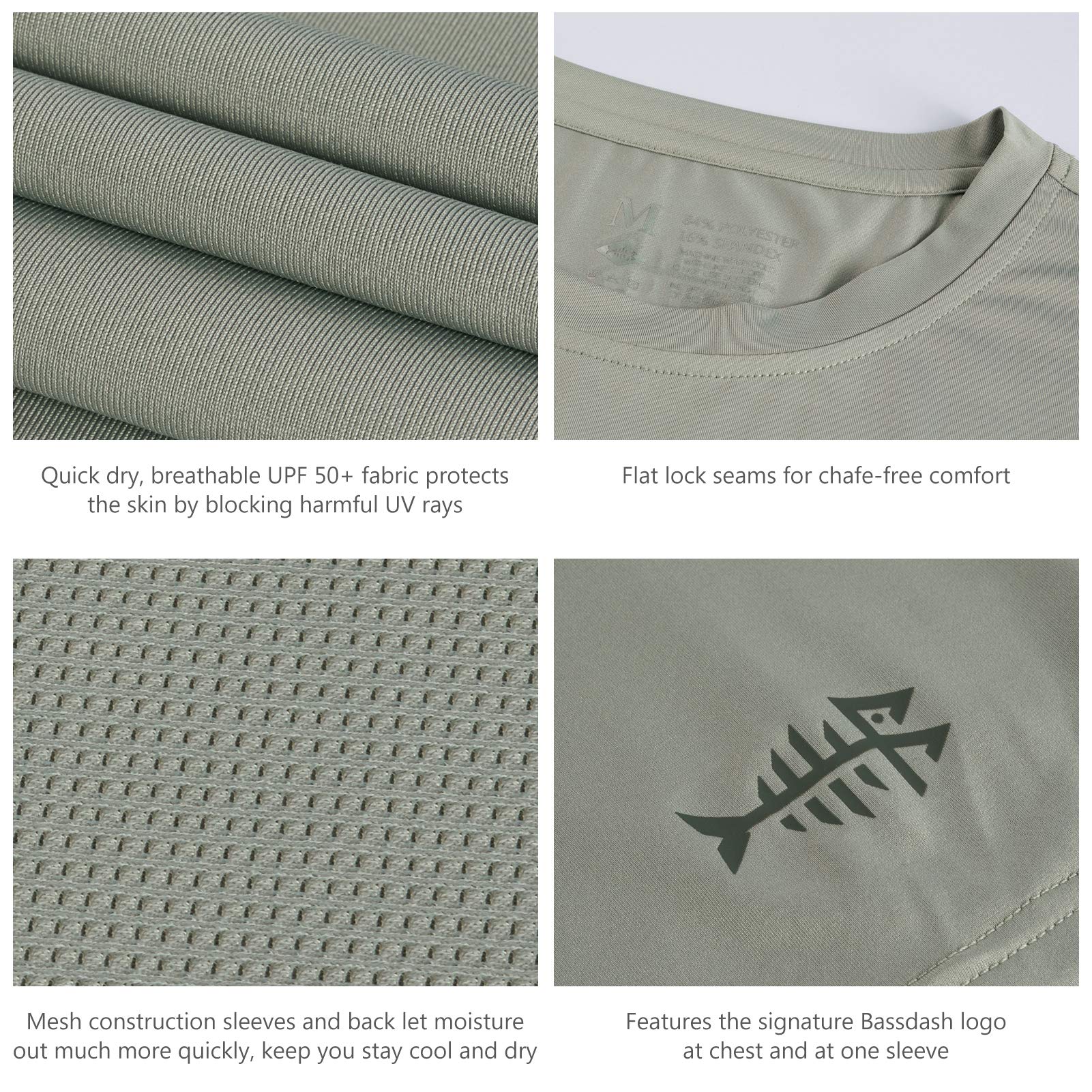 Bassdash - Maglietta da Uomo, con Protezione Solare UPF 50+, Maglietta a Maniche Corte da Pesca