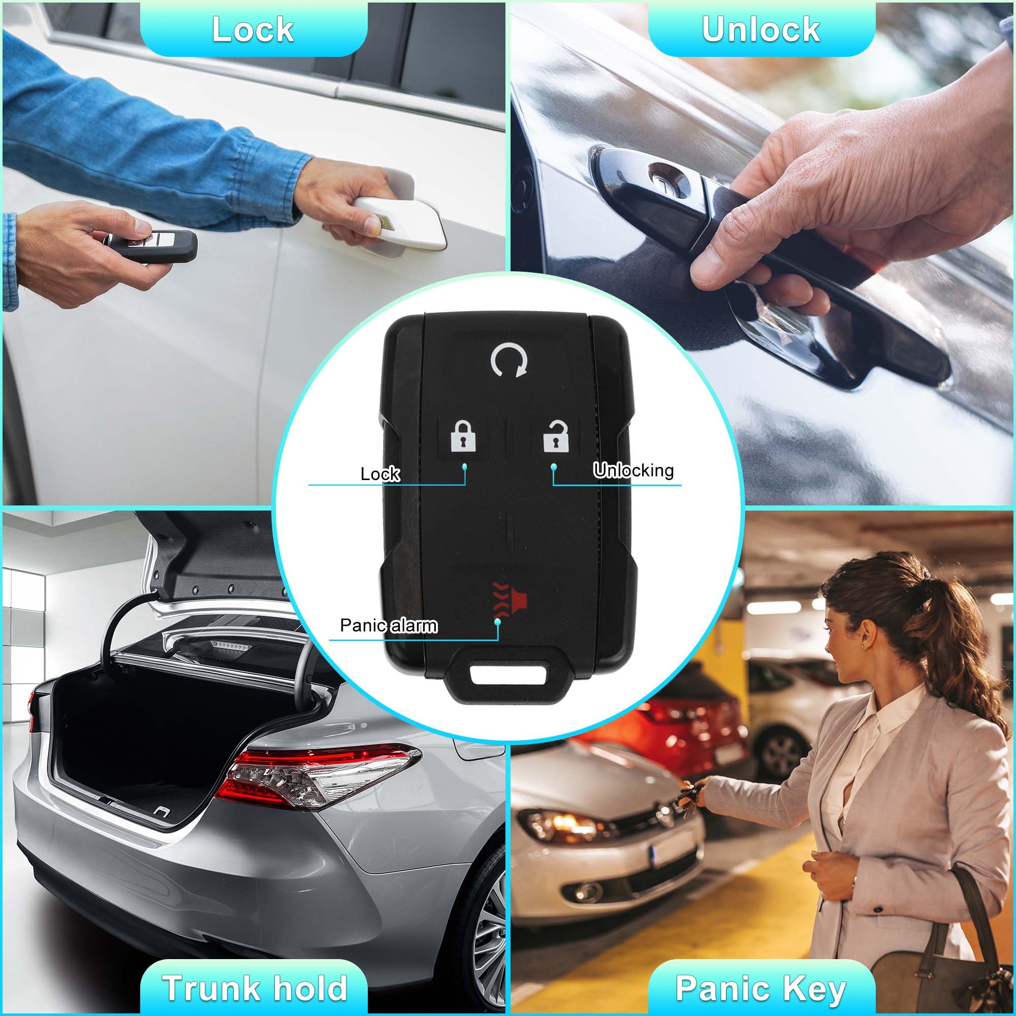 315MHz Key Fob Remote For Chevrolet Silverado & GMC Sierra (2014-2019) - Replacement With 46 Chip & 4 Buttons