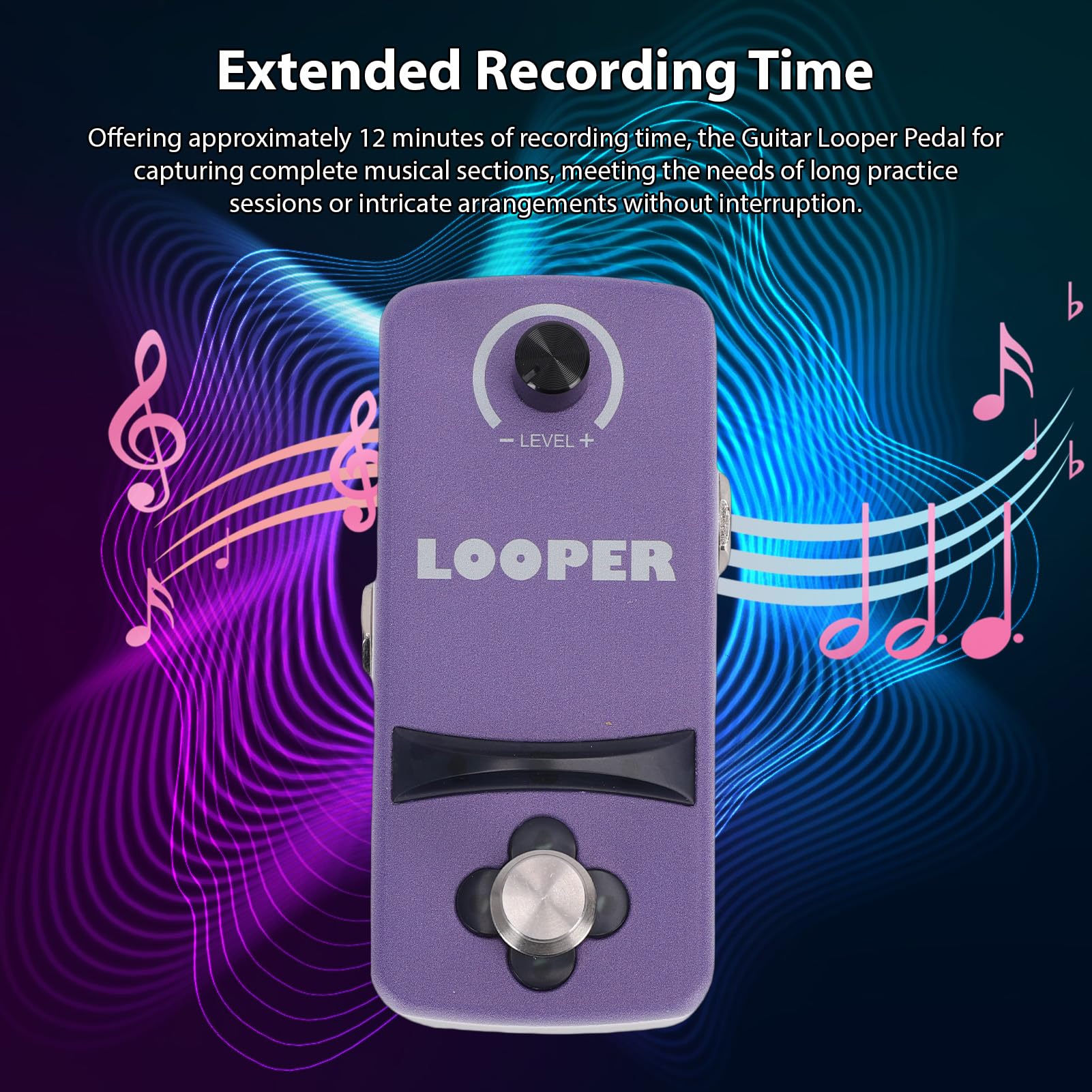 Fafeicy Pedale Looper per Chitarra a Interruttore Singolo Mini, Pedale Effetti in Lega di Zinco Alimentato con Memoria Intelligente da 12 Minuti