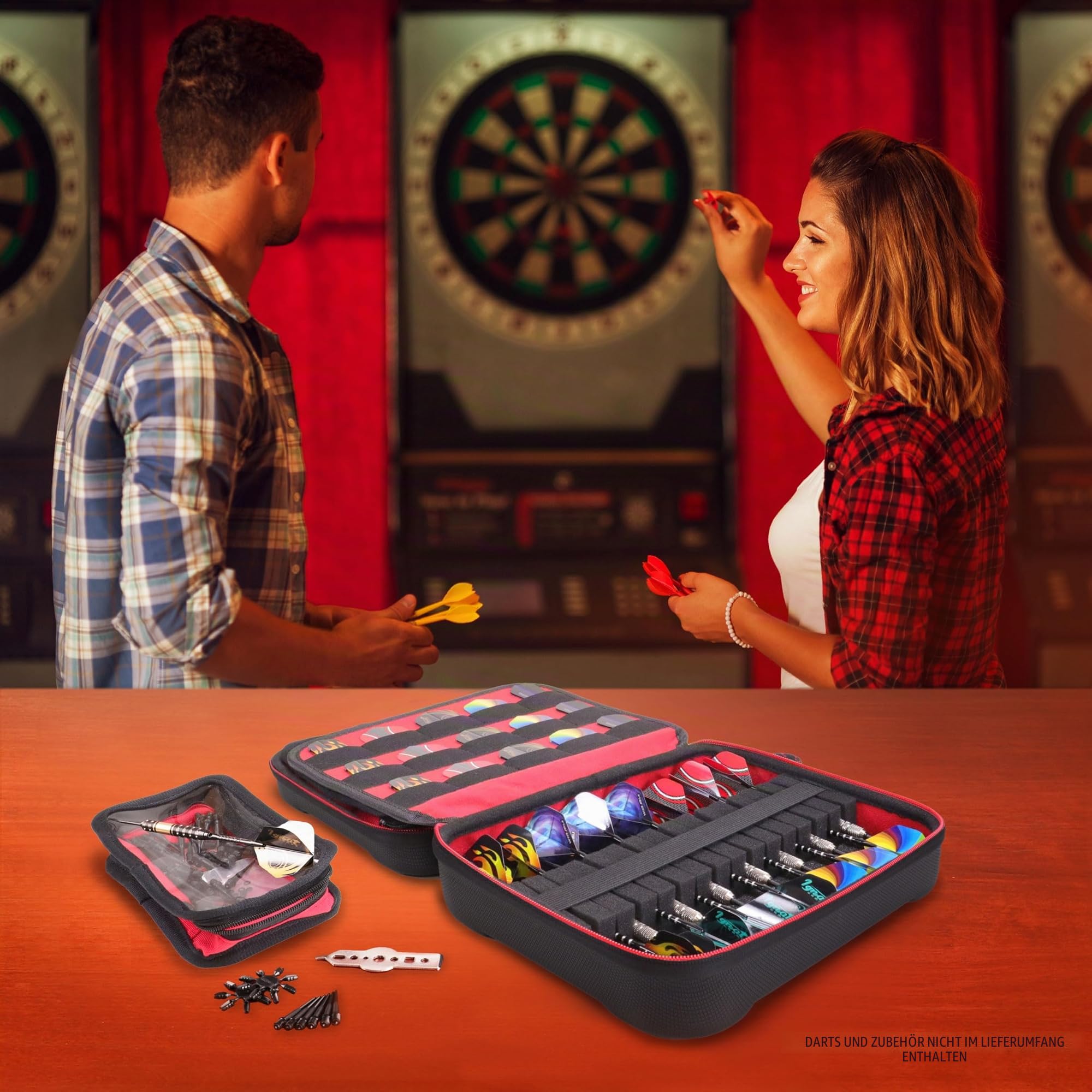 USA Gear XL Halbharte Darttasche – Dart-Tragetasche für Dartpfeile (15), Dartspitzen, Dart-Schäfte, Dart-Flights und mehr Dartzubehör – kompatibel mit Soft-Dartpfeilen und Stahlspitzen-Dartpfeilen