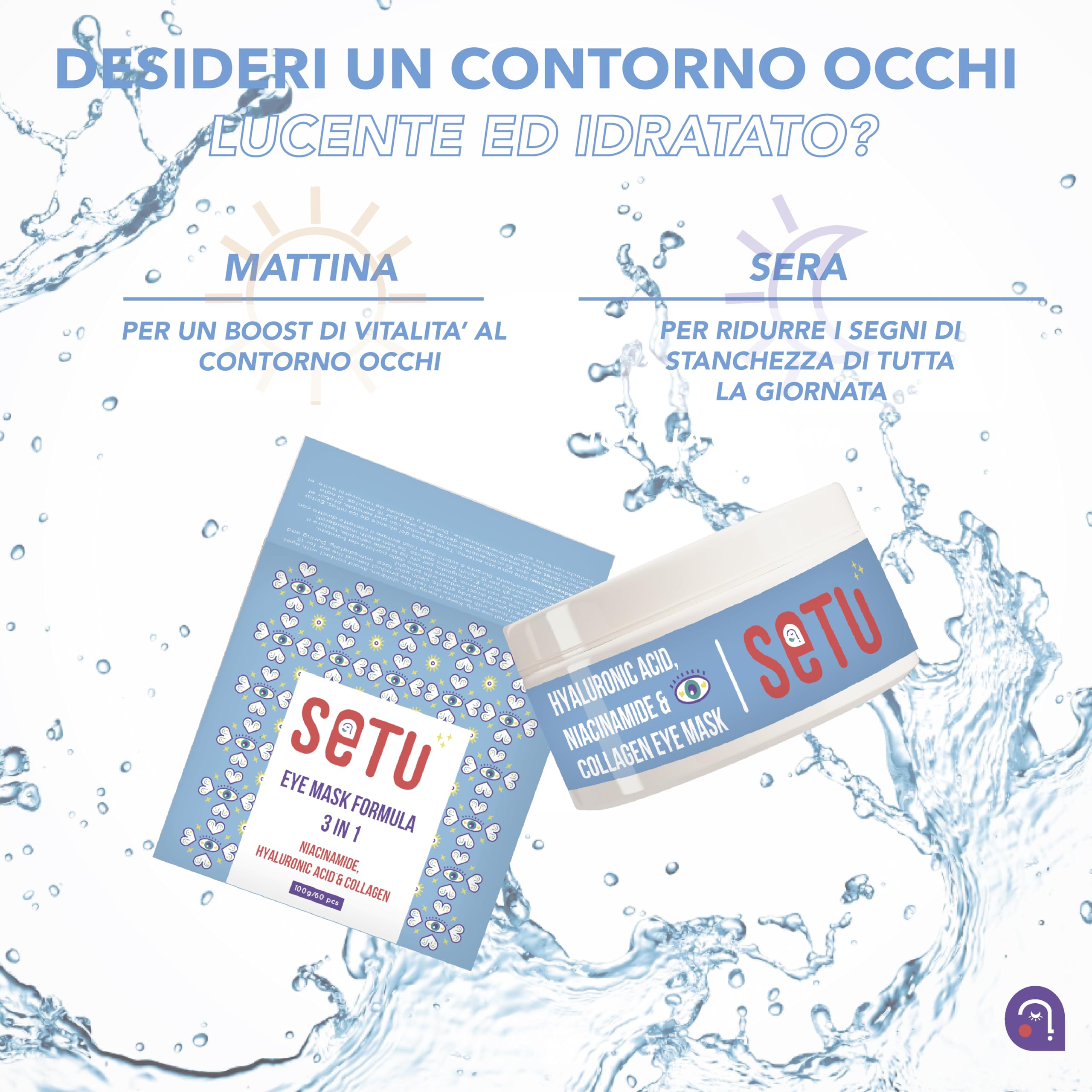 60 Patch Occhi con Niacinamide, Collagene e Acido Ialuronico. Patch Occhiaie e Borse, Maschera Contorno Occhi Occhiaie
