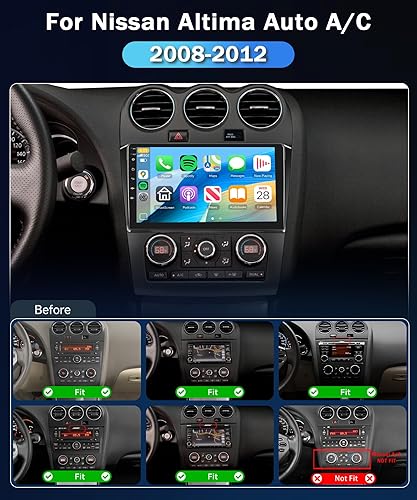Para Nissan Altima 2008-2012 Android Radio Estéreo, inalámbrico Apple Carplay Android Auto 9 "Pantalla táctil Bluetooth Car Audio Soporte GPS