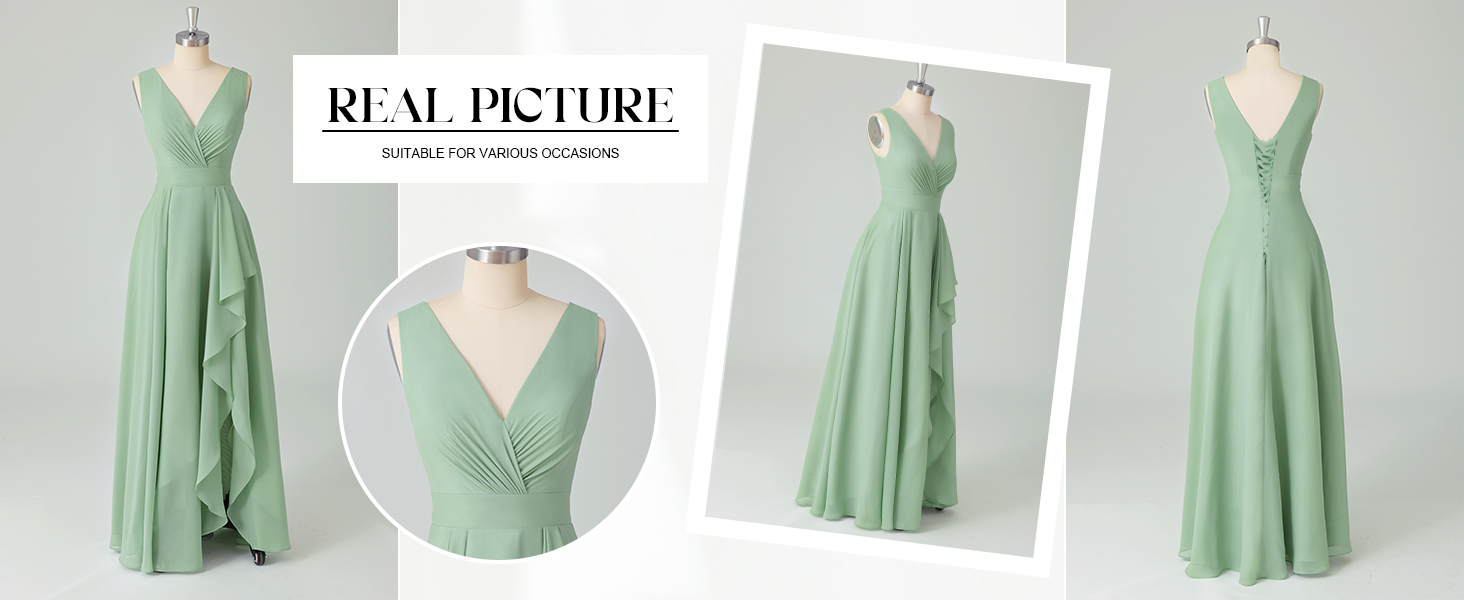 dusty sage bridesmaid dresses amazon Zapakasa Women Dusty Sage Boho Chiffon Long Bridesmaid Dress with Button  Back Halter Wedding Party Dress with Slit