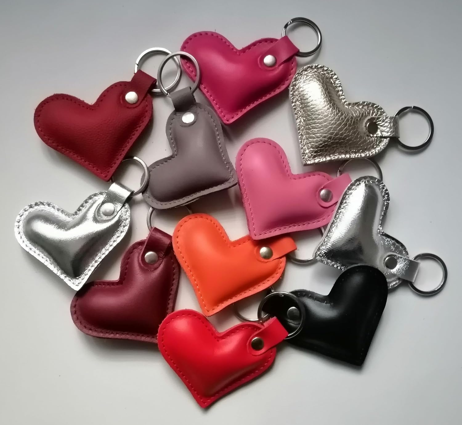 Leather Heart Keychain Bag Charm Key Fob Car Accessories for Women Gift - Image 6