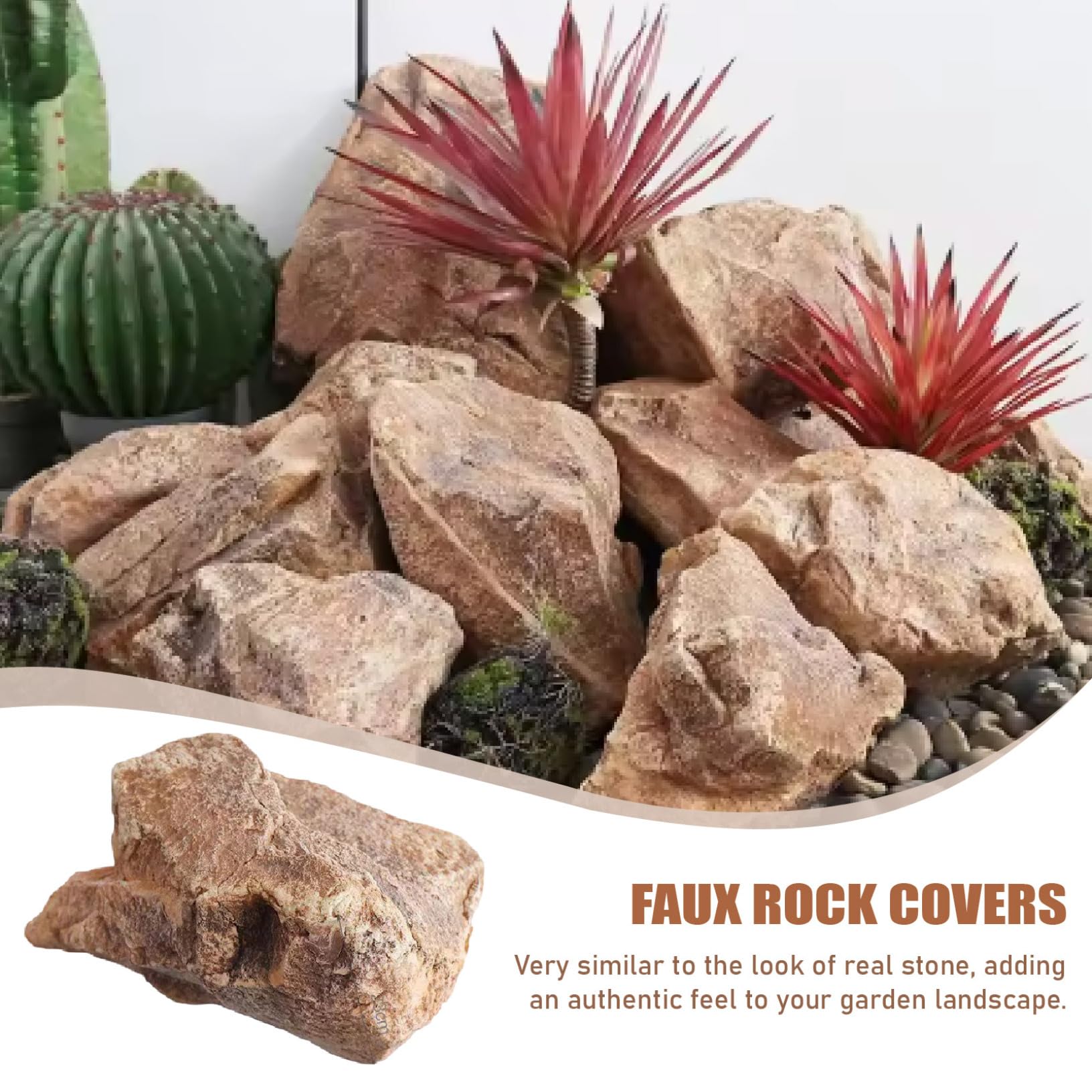 1pc Fake Rock, 13x9,1 Zoll Schaumfälschlicher Stein mit natürlicher Textur, Sandsteinlandschaftsgestein für Garten und Hof Landschaftsbaudekoration