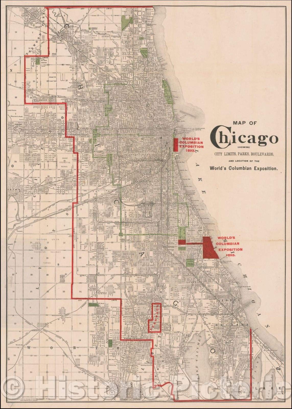 Chicago City Limits Map Amazon.com: Historic Map - Map Of Chicago Showing City Limits, Parks  Boulevards, And The Location Of The World's Columbian Exposition, 1890,  Rand Mcnally & Company - Vintage Wall Art 44In X 62In: