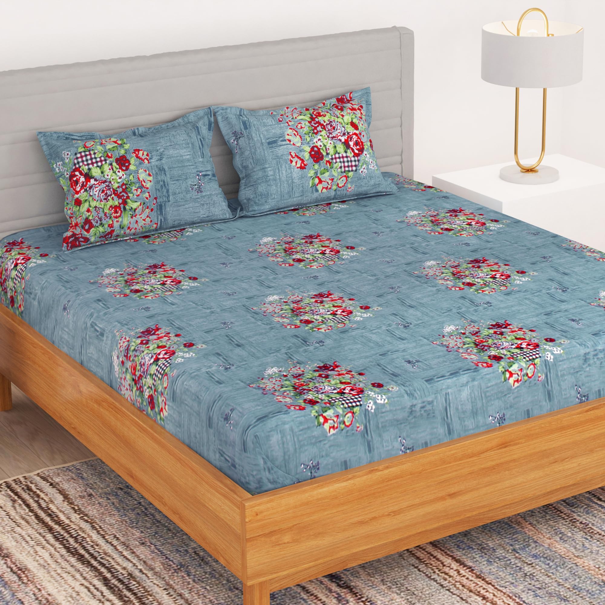 BEDSPUN Microfiber 150 TC Bedsheet for Double Bed with 2 Pillow Covers Queen Size |Mustard, Floral, Size 220 CM X 225 CM (B0CBQ8L6W2) Amazon Price History, Amazon Price Tracker