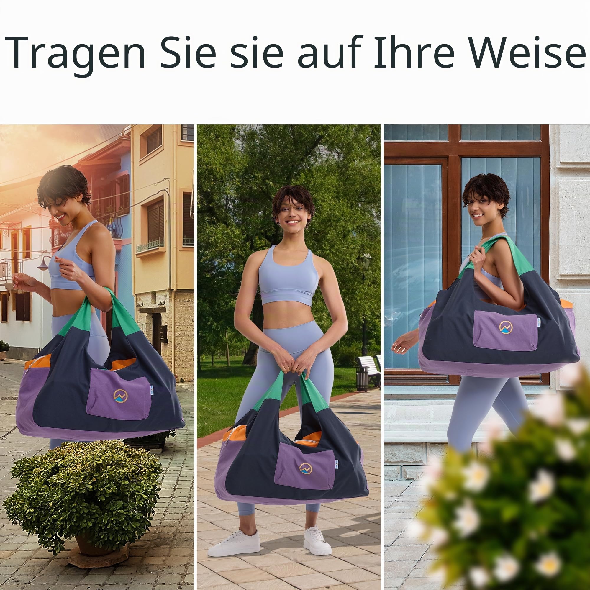 JoYnWell Yogamatten-Tasche – Große Yoga-Tasche mit Yogamatten-Gurt, Reißverschluss und Taschen – Yoga-Tasche