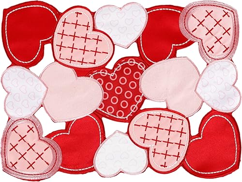 GRANDDECO Juego de 2 manteles individuales para el día de San Valentín, 12 x 18 pulgadas, línea de mesa de corazón rojo dulce para el día más dulce,