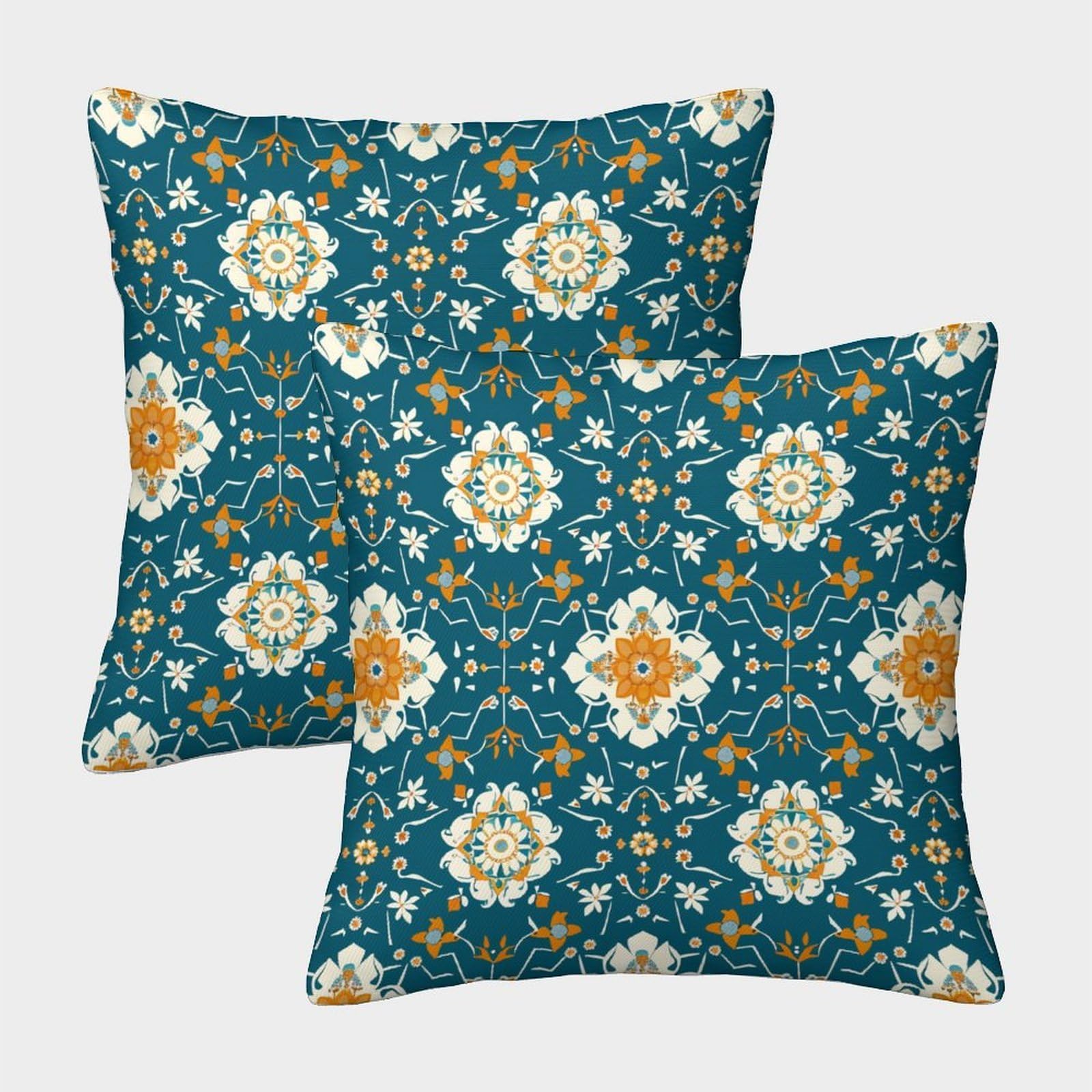 kaiyun 2 Pack Abstract Flowers, Green Background Pillow Case Home Decoration Sofa Cushion Cover 45x45cm