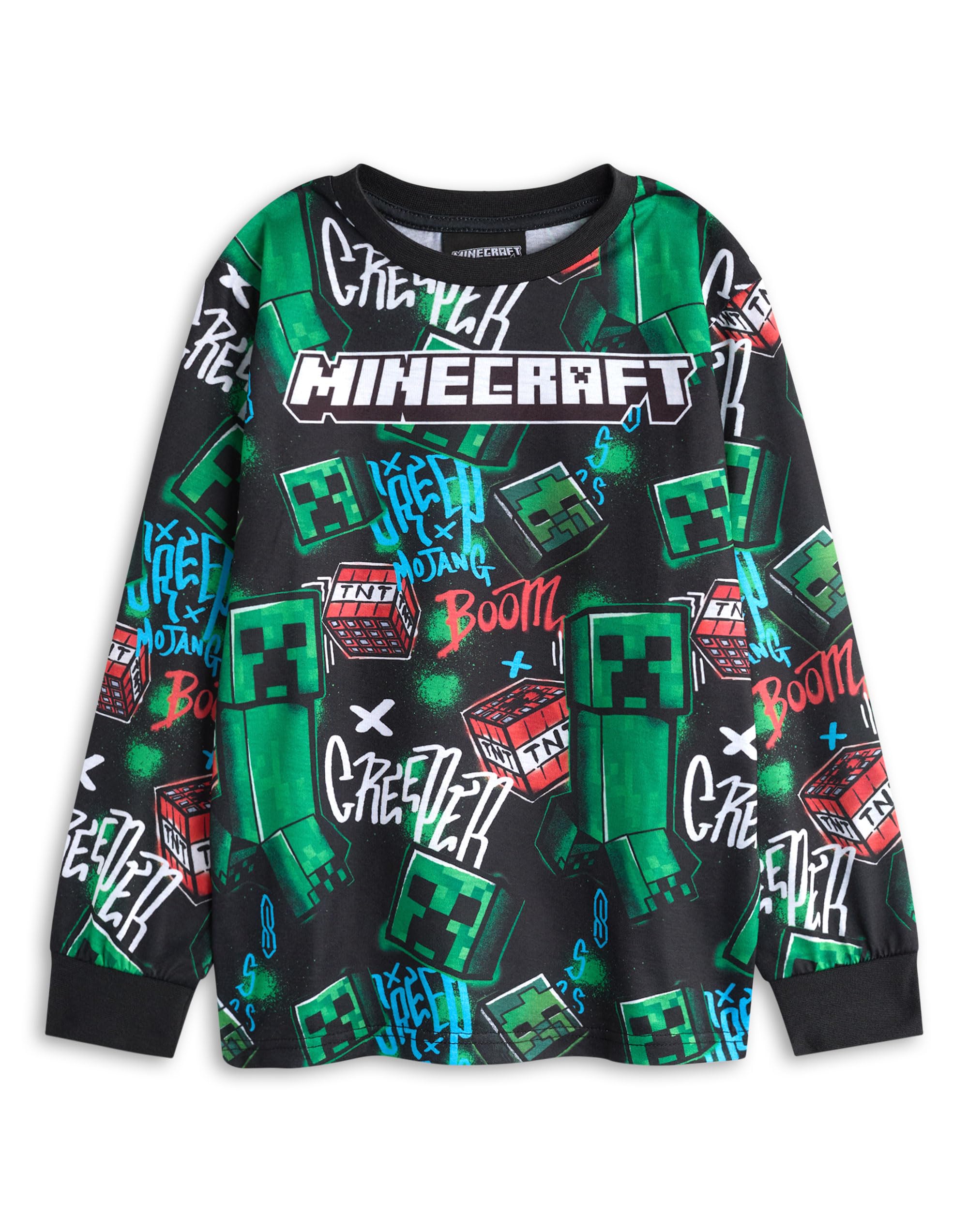 Minecraft Conjunto de Pijama para niños, Paquete de 2 | Pack múltiple de Pijamas para niño con Estampado Integral de Grafiti Multicolor | Tops y Partes Inferiores TNT y Creeper