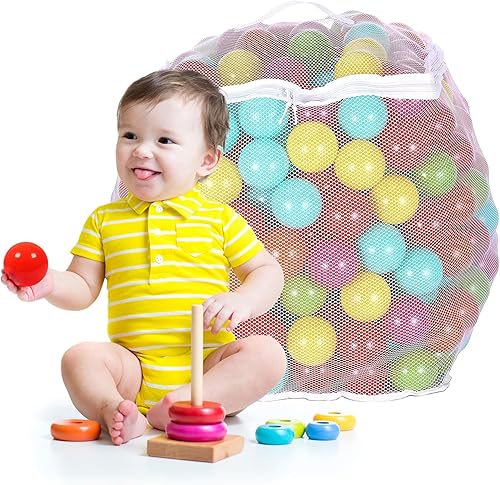 Miniatura 7 de BalanceFrom 23-Inch Phthalate Free BPA Free Non-Toxic Crush Proof Play Balls Pit Balls- 6 Bright Colors in Reusable and Durable Storage Mesh Bag