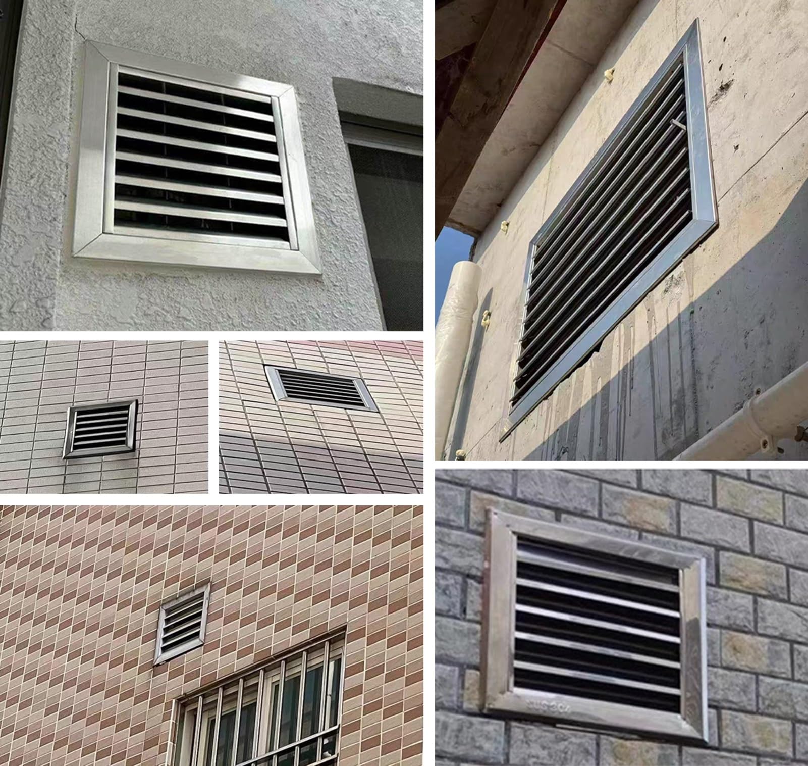 Sportello Ispezione Griglia di Ventilazione Esterna a Lamelle in Acciaio Inox 304, Griglia di Ventilazione Quadrata, Pannello di Apertura per Ventilazione con Presa a Muro(30x50cm)