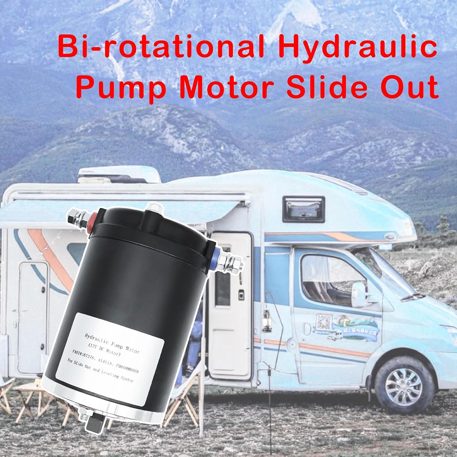 Bi-rotational Hydraulic Pump Motor Slide Out Replacement Pump Motor 167567 Fit for Lippert Components Leveling System,Replace 414018, 414849, F000MM0809