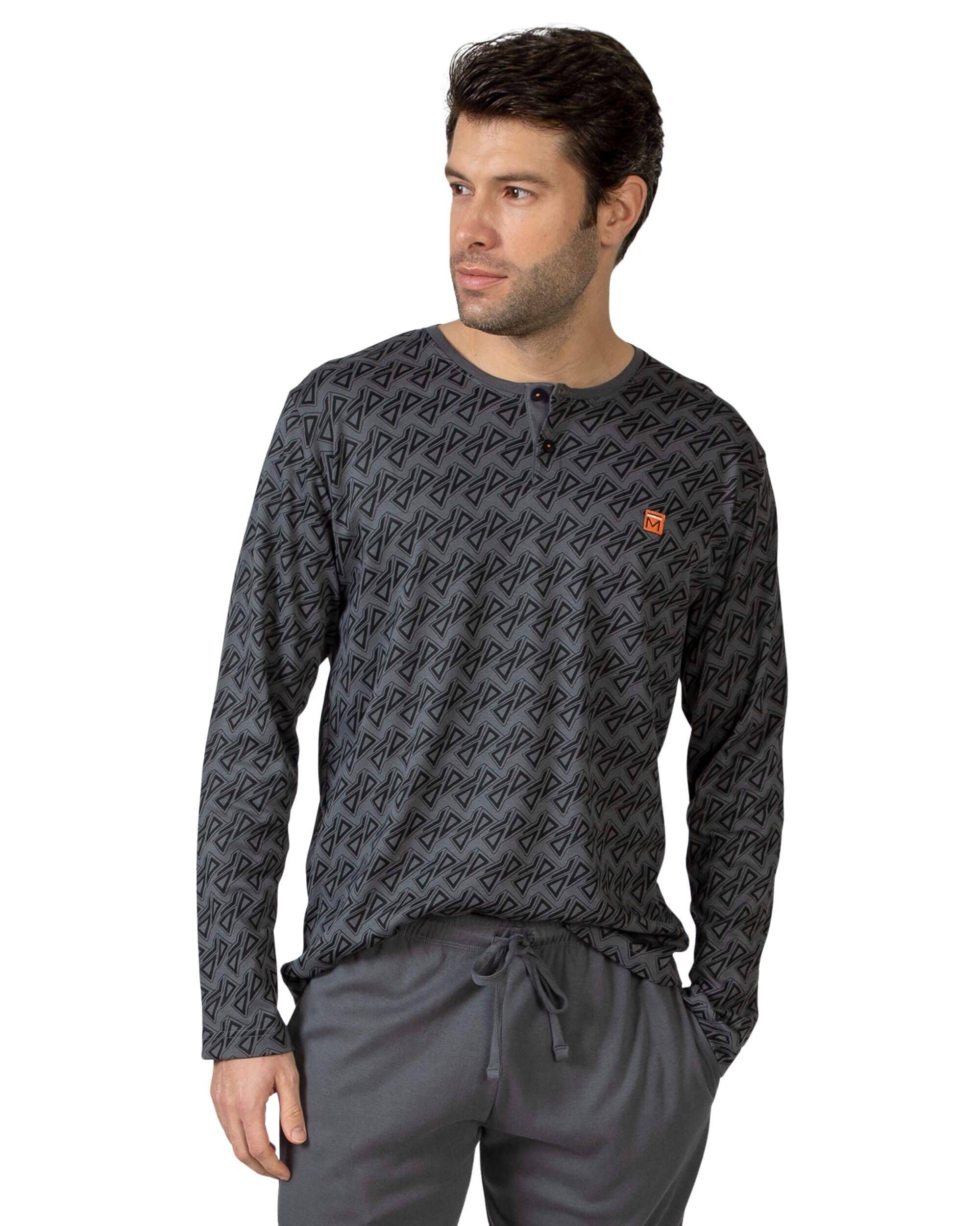 MASSANA Pijama de Invierno para Hombre, 100% Algodón, Camiseta Manga Larga con Botones, Conjunto de 2 Piezas, Varios Modelos a Escoger
