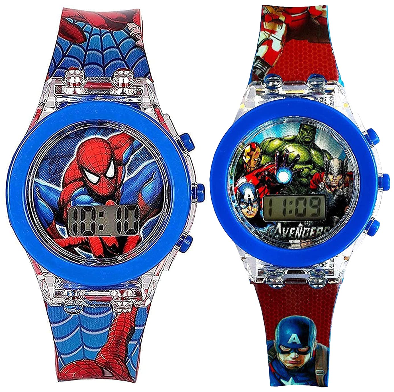 Matrix Unisex Stainless Steel Kids Pair Spiderman/Frozen/Marvel Avengers/Unicorn Digital Watch Set For Kids With Disco Led Lights (Boys & Girls) (Spider-Avenger),Band Color-Multicolor,Dial Color-Red (B0C5DL9R5P) Amazon Price History, Amazon Price Tracker
