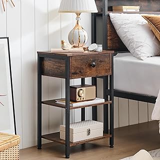 FAVOOSTY Bedside Table with Drawers, Bedroom Table, Nightstand, Small Coffee Table, Space Saving, Dark Wooden, Superior Qualit, Suitable for Bedroom, Living Room, and Dining Room