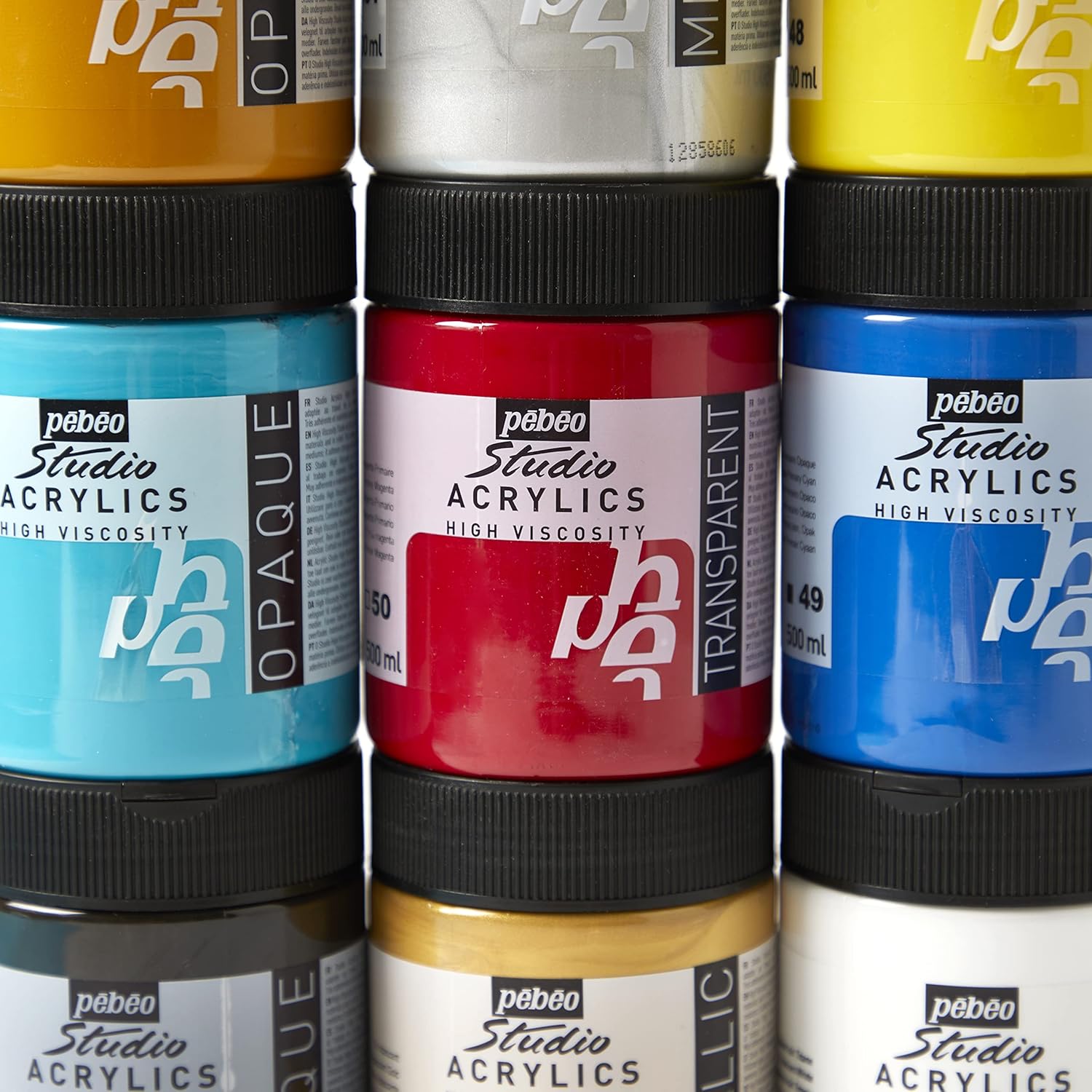 Pebeo Studio Acrylics High Viscosity, Fine Acrylic, 500 ml - Fluorescent Pink