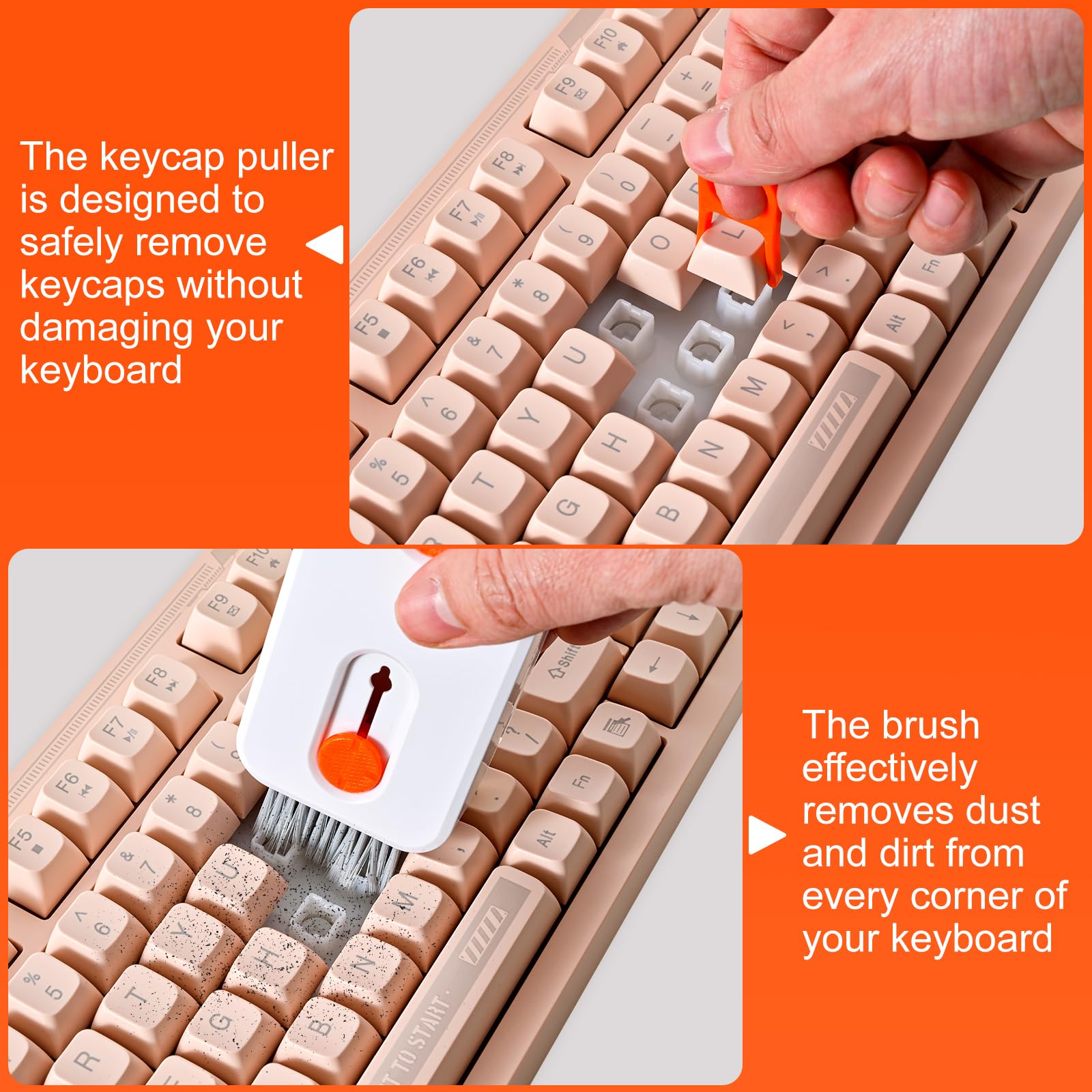 Kit per la pulizia della tastiera del computer portatile, kit di pulizia della tastiera con spazzola retrattile per tastiera e penna di pulizia multifunzione per MacBook, iPad, iPhone, tablet, PC,
