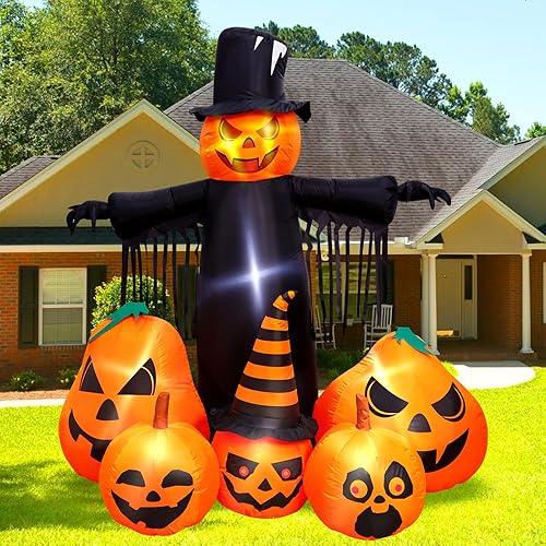 Miniatura 2 de Max Fun Decoraciones inflables de calabaza de Halloween de 7 pies con LED integrados inflables para decoraciones de Halloween, exteriores,