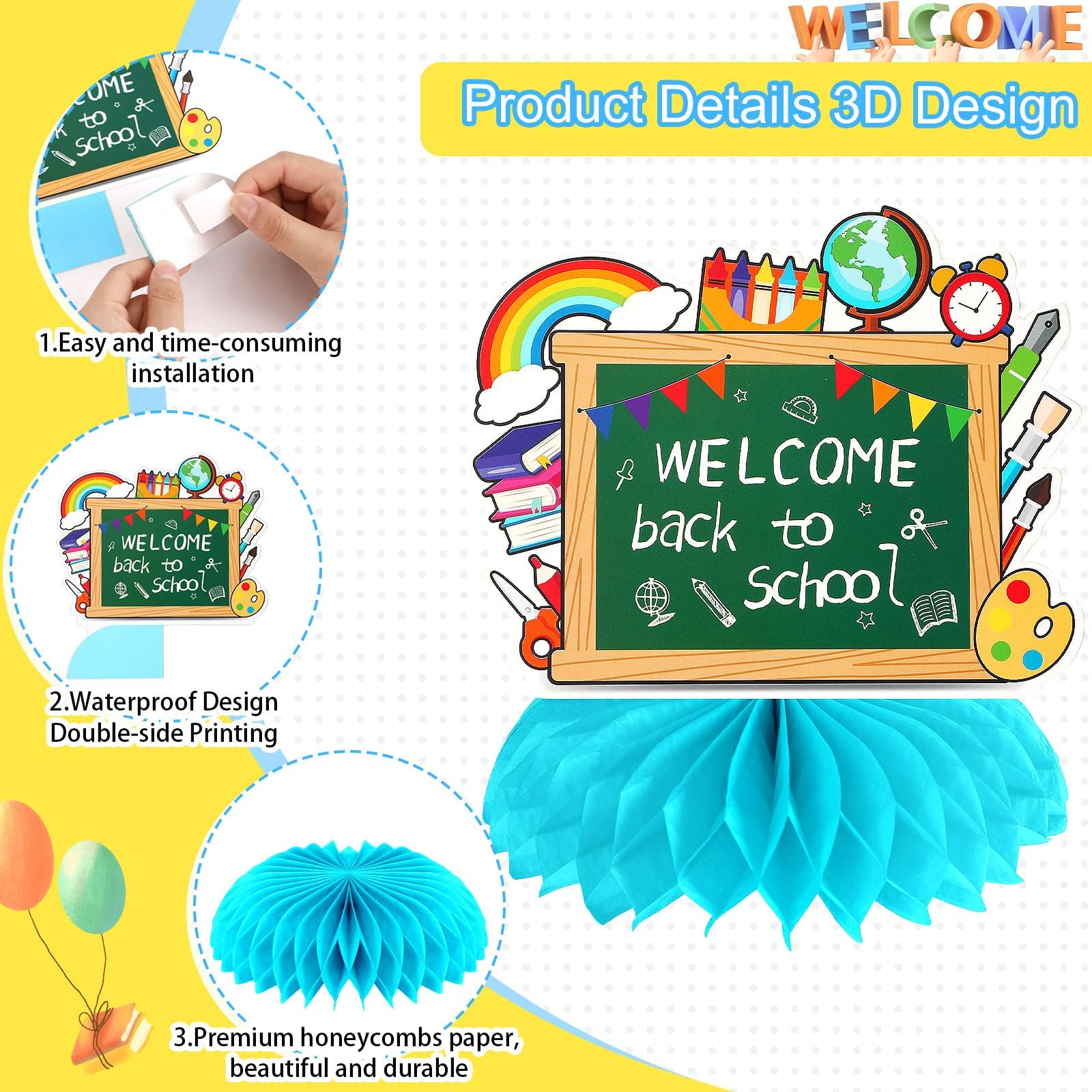 Snapklik.com : Back To School Decorations Honeycomb Centerpiece, 8 PCS ...