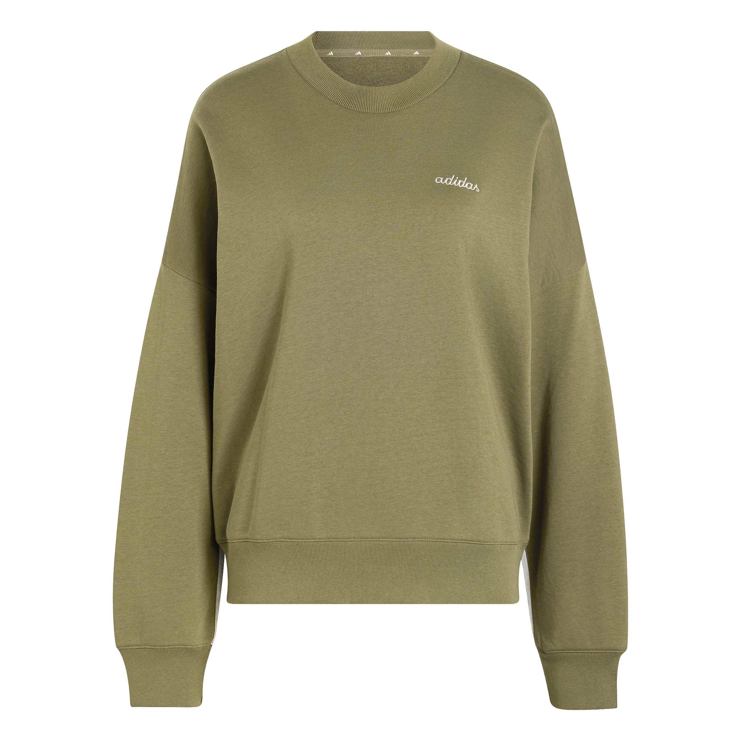 adidas Kobiety Seasonal Essentials Colorpop With Embroidered Graphic Sweatshirt, olive strata/lgh solid grey, XXL