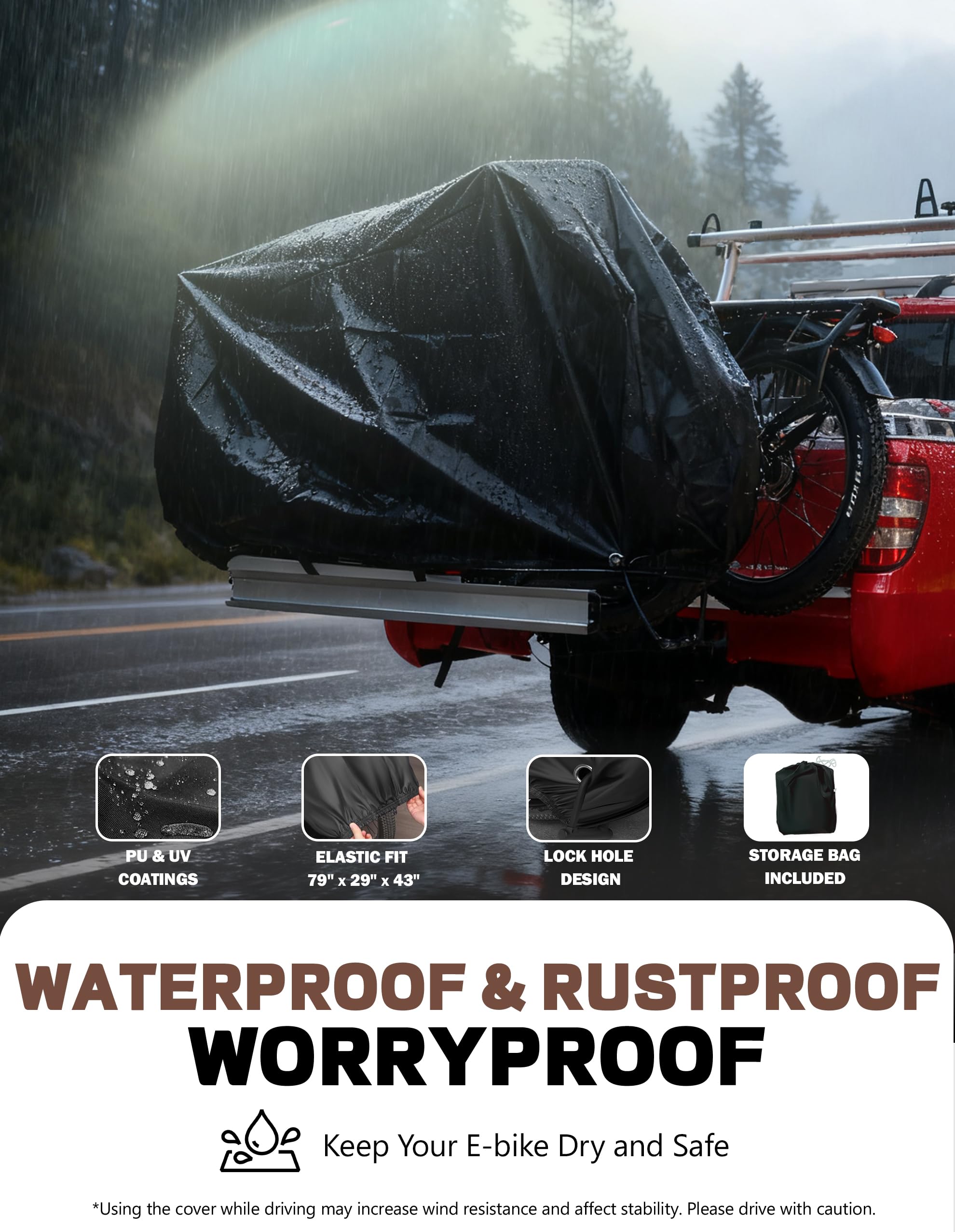 RokRack Plus Foldable 2 Ebike Rack with Ramp, 200 lbs Capacity Electric Bike Carrier Platform Mount, Hitch Bike Rack for Car SUV with Hitch Stabilizer, Lock Pin, Rain Cover & Lock