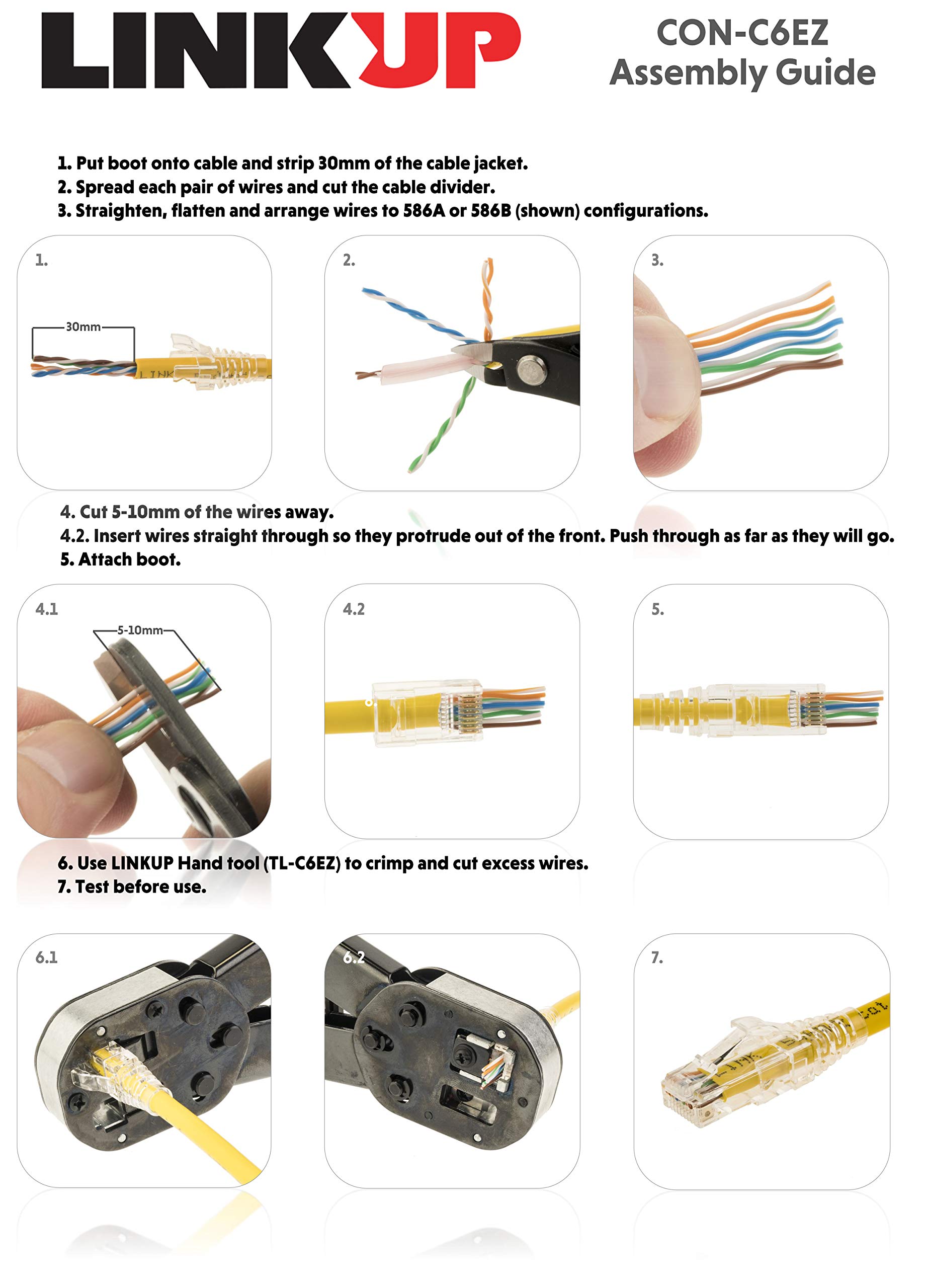 LINKUP - Cat6 RJ45 Easy Pass Thru Connector | Ethernet LAN Internet Jack Adapter | UTP Gigabit Network Round Cable Plug | Low NEXT RL | High Performance | 105 Pack