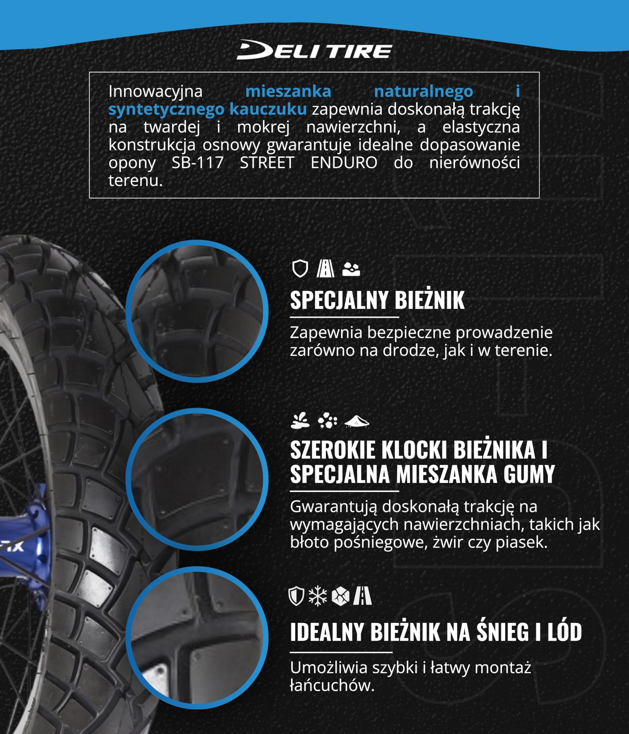 OPONA DELI SB-117 STREET ENDURO 110/80-17 KOSTKA