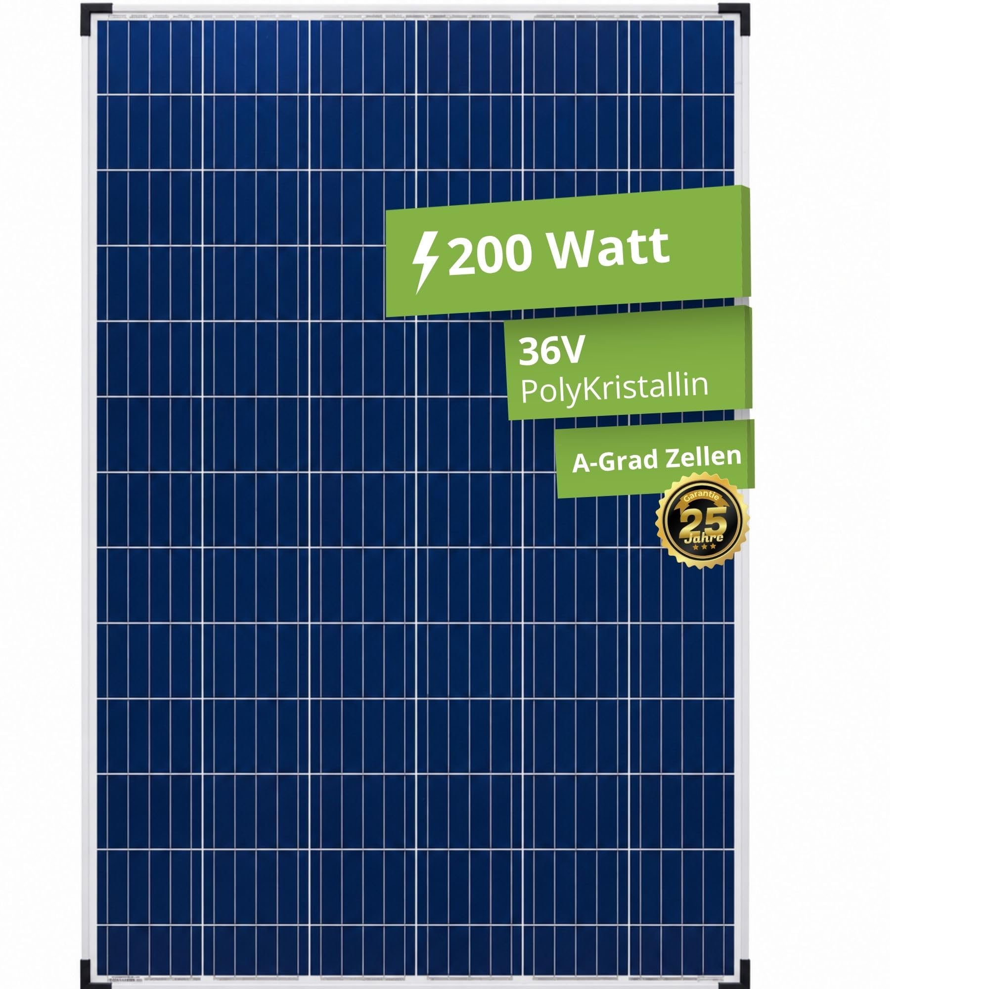 SOLARTRONICS Pannello solare policristallino da 200 W, 36 V, 5BB, 1320 x 996 x 35 mm, 13,8 kg