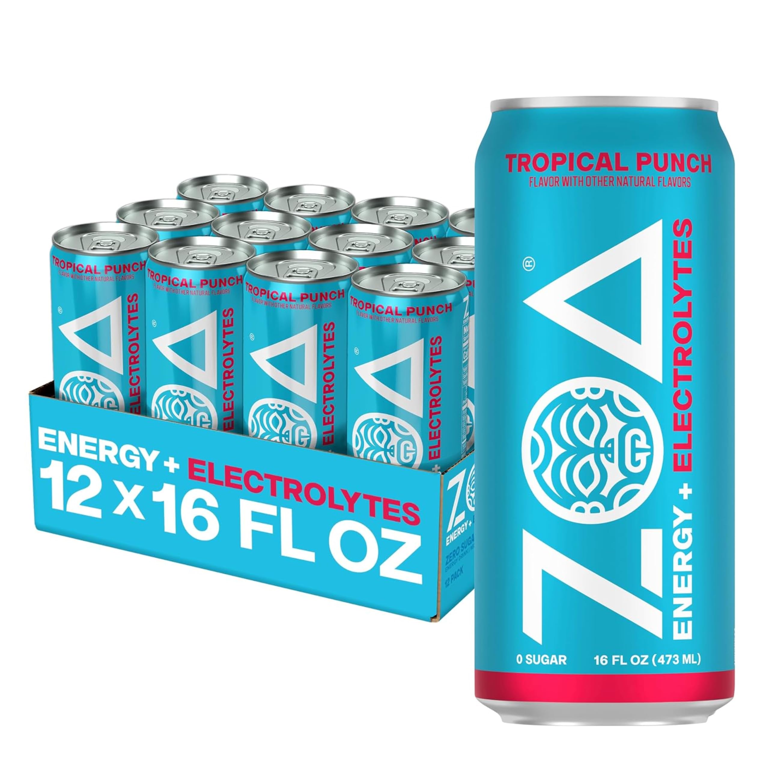 Amazon.com : ZOA Zero Sugar Energy Drink, Tropical Punch, 12 Pack