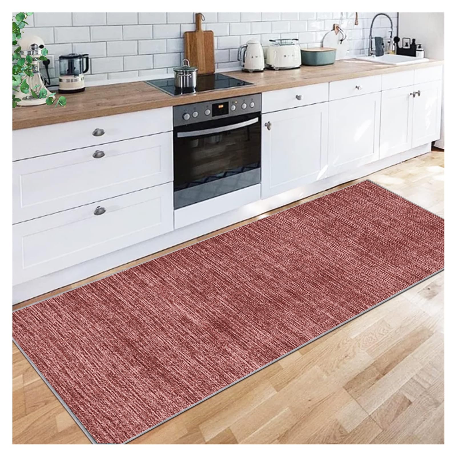 Siunwdiy Red Carpet Runner for Hallways 80x100cm,Non-Slip Solid Color Long Runner Rug, Machine Washable Kitchen Floor Mat, Dirt Trapping Entrance Rug for Bedroom/Living Room/Corridor, 40-120cm Width โ image 1