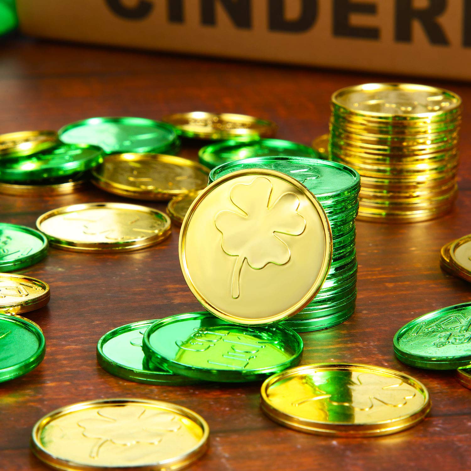 260 Pieces St. Patrick's Day Shamrock Coins 3-Leaf Clover, 4 Leaf