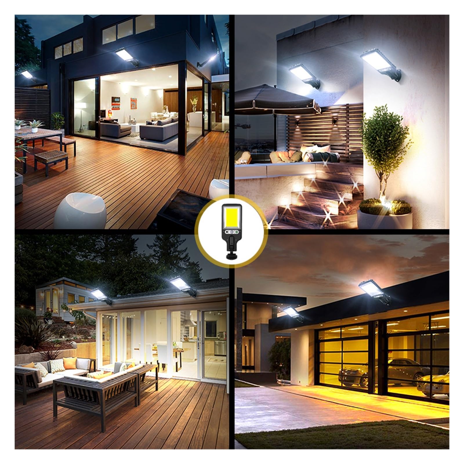 Lampy Solarne Zewnątrz, 108/117 COB Solar Street Light Outdoor 4 Pack z 3 trybami Wodoodporny czujnik ruchu Oświetlenie bezpieczeństwa Kinkiet LED do ogrodu,Do ogrodu, ulicy, werandy(117COB 3pcak)