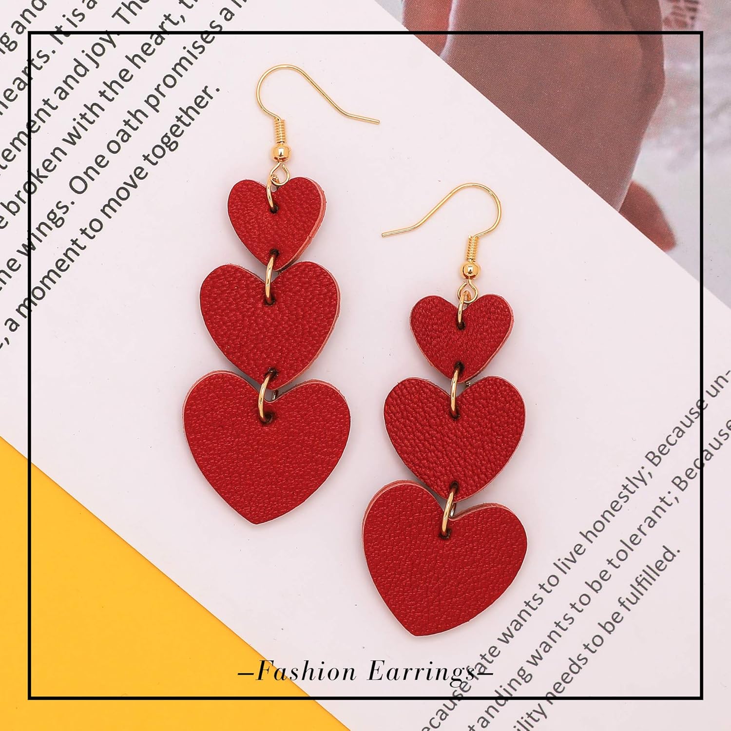 Jagucho Leather Earrings Dangle for Women, Lightweight Hoop Earrings Drop for Teen Girls, Gifts for Women - Image 5