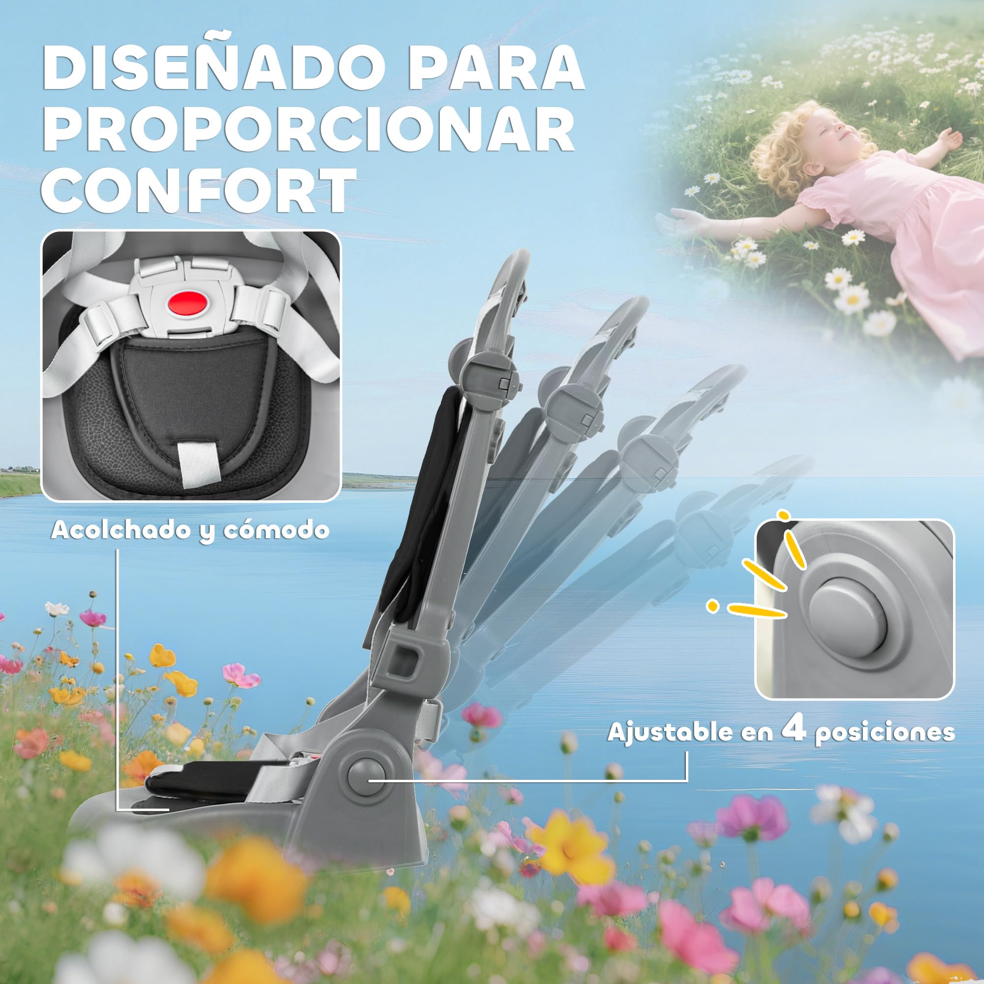 AIYAPLAY 6 in 1 Triciclo Passeggino Bici per Bambini 1-5 Anni Fino 25Kg, Triciclo Pieghevole con Sedile Girevole Fronte Mamma o Strada, Cappottina, Maniglione, Borsa, Ruote e Cintura a 5 Punti, Nero