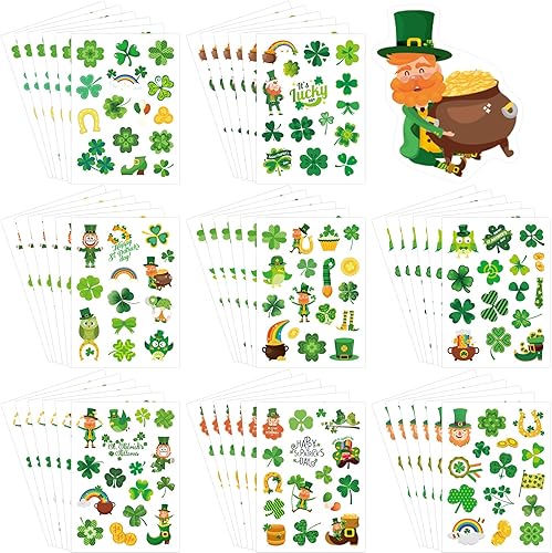 Miniatura 1 de 726 piezas48 hojas de calcomanías del día de San Patricio para niños, trébol, duendes, manualidades, calcomanías para escuela, aula, actividades de