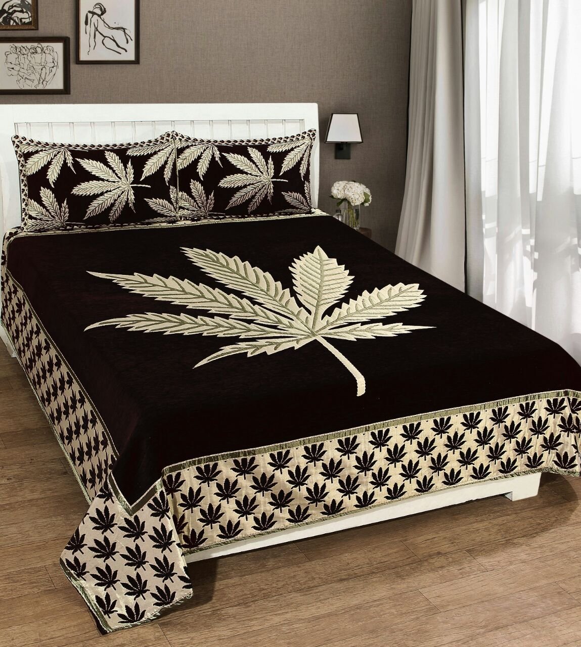FRESH FROM LOOM Floral Chenille Velvet 500 TC Bed Cover (Black_Double Bed), 1 Double Bed King Size Bedsheet with 2 Pillow Cover, Size - 90x100 Inch (B06XG5B7DT) Amazon Price History, Amazon Price Tracker