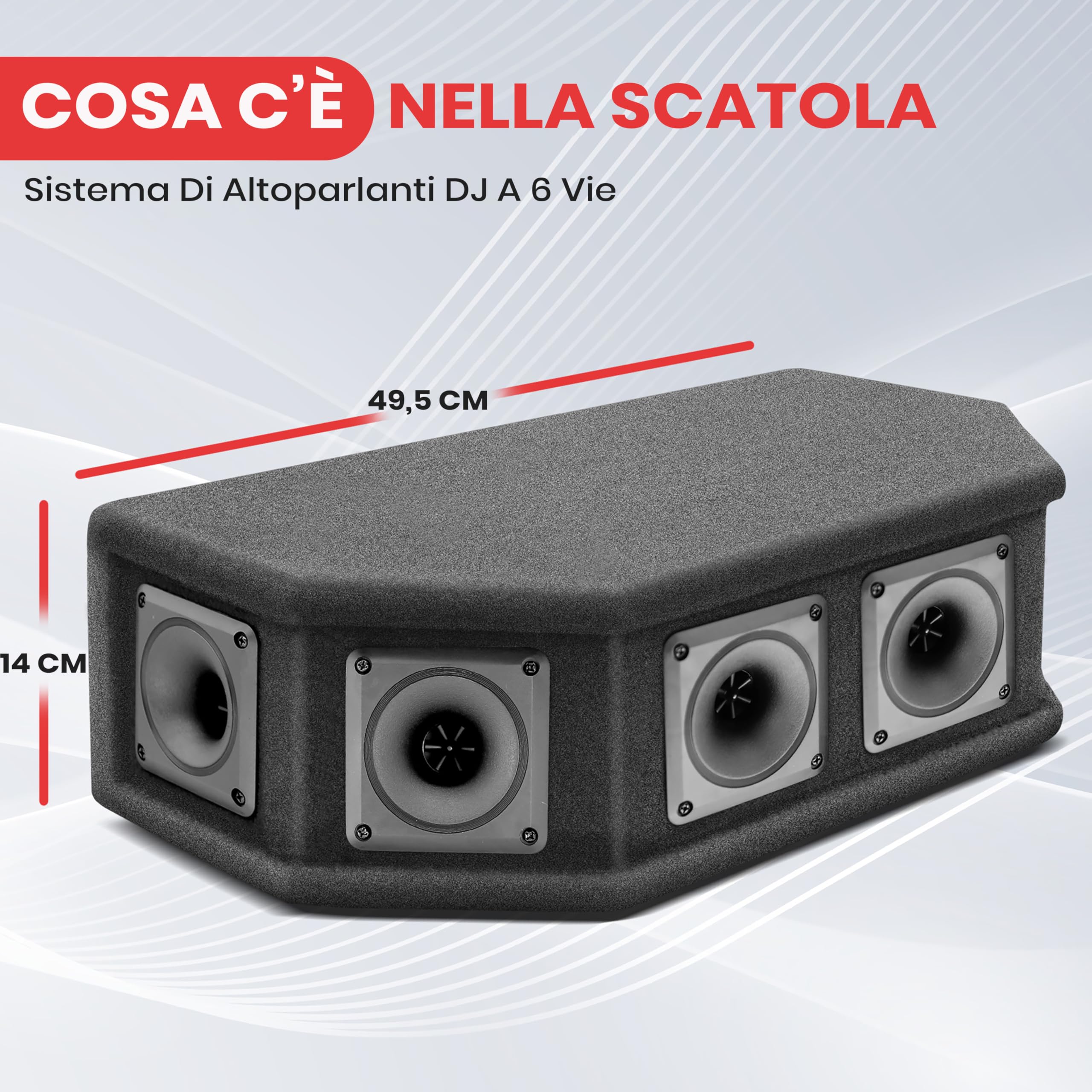 Pyle-Pro Altoparlante DJ a 6 Vie, Speaker da 300 Watt Picco, Cassa da 150 Watt RMS, Sei Tweeter a Tromba Piezo da 6,4 cm, Impedenza 8 Ohm, Riproduzione Audio Full Range, Finitura in Moquette Nera